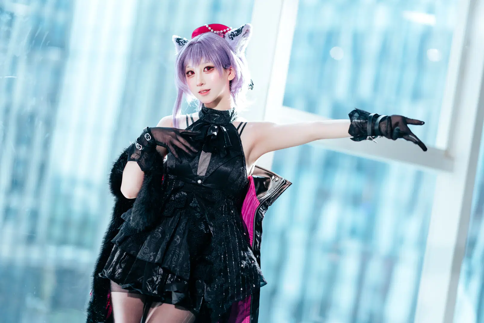 【祐天寺にゃむ コスプレ】ホタルACGエキスポに降臨した黒×ピンクのロックキャット：バンドリ！＆アヴェムジカ（黒ストッキング） - zbw-满满满满 - 8枚目
