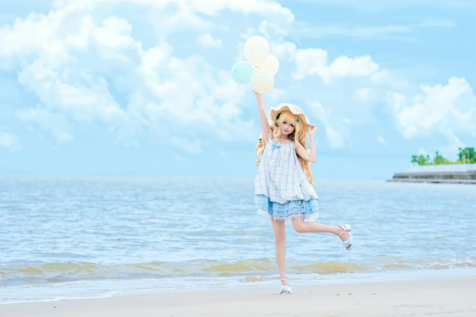 【フィービー コスプレ】鳴潮 青白ドレスの海辺のバカンス写真 - 小红帽 - 6枚目