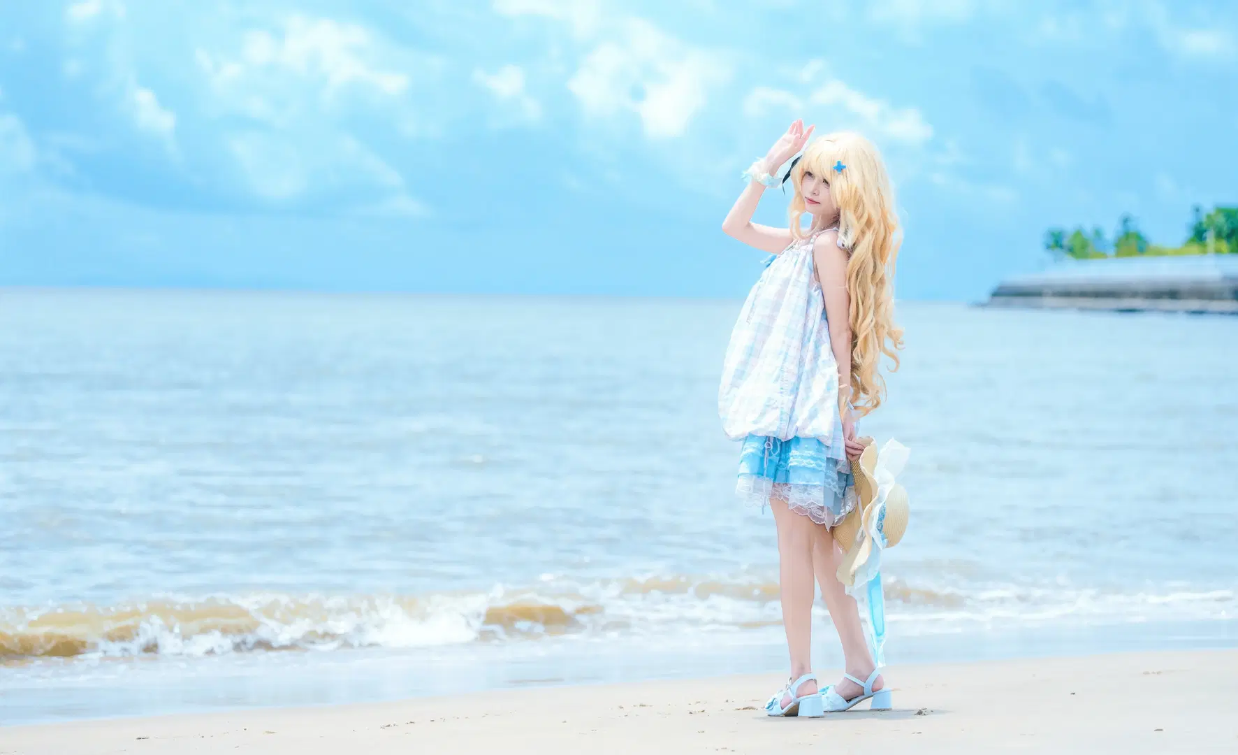 【フィービー コスプレ】鳴潮 青白ドレスの海辺のバカンス写真 - 小红帽 - 7枚目