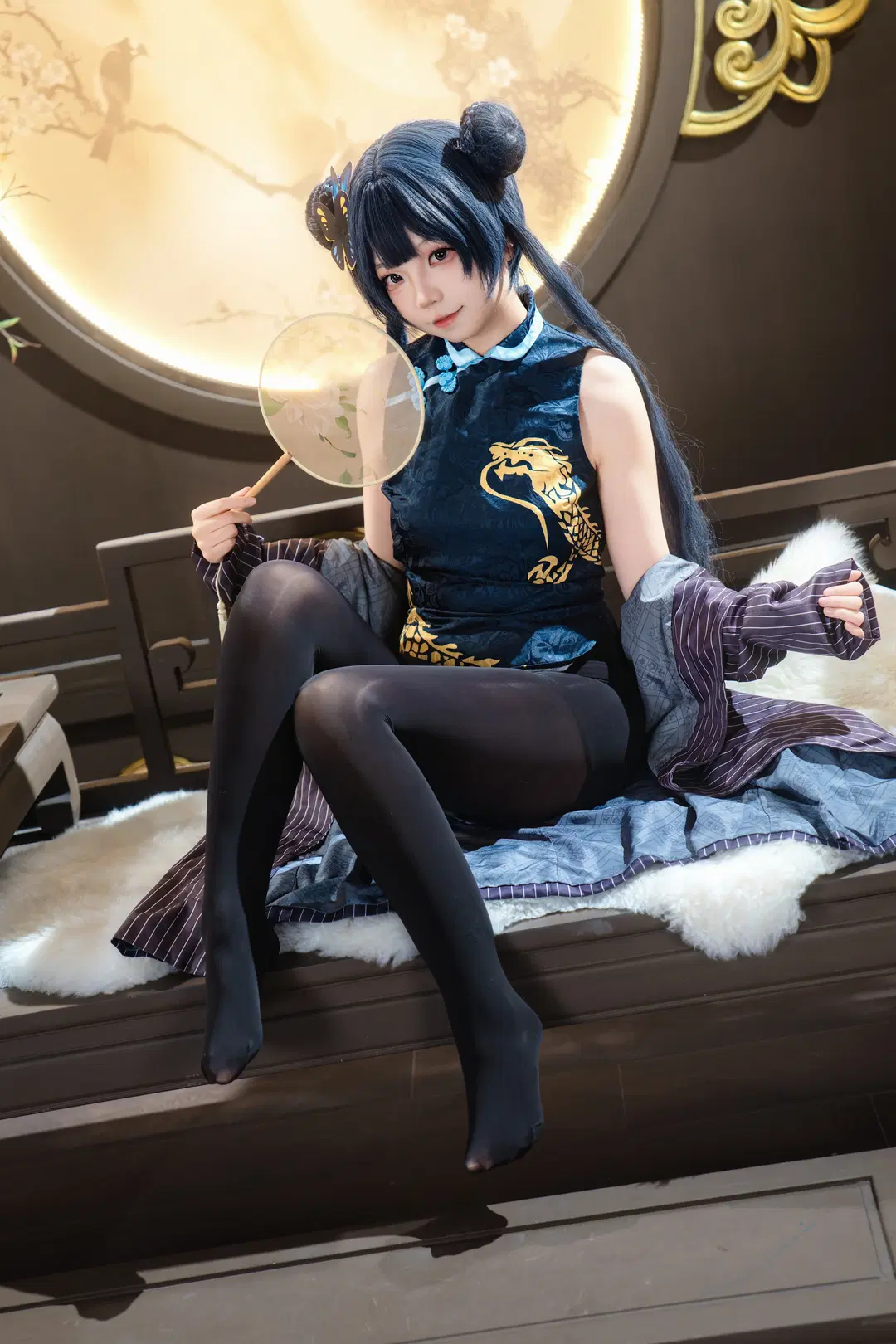 Blue Archive, Ryuge Kisaki cosplay, Qipao, Traditional Chinese style, Black stockings