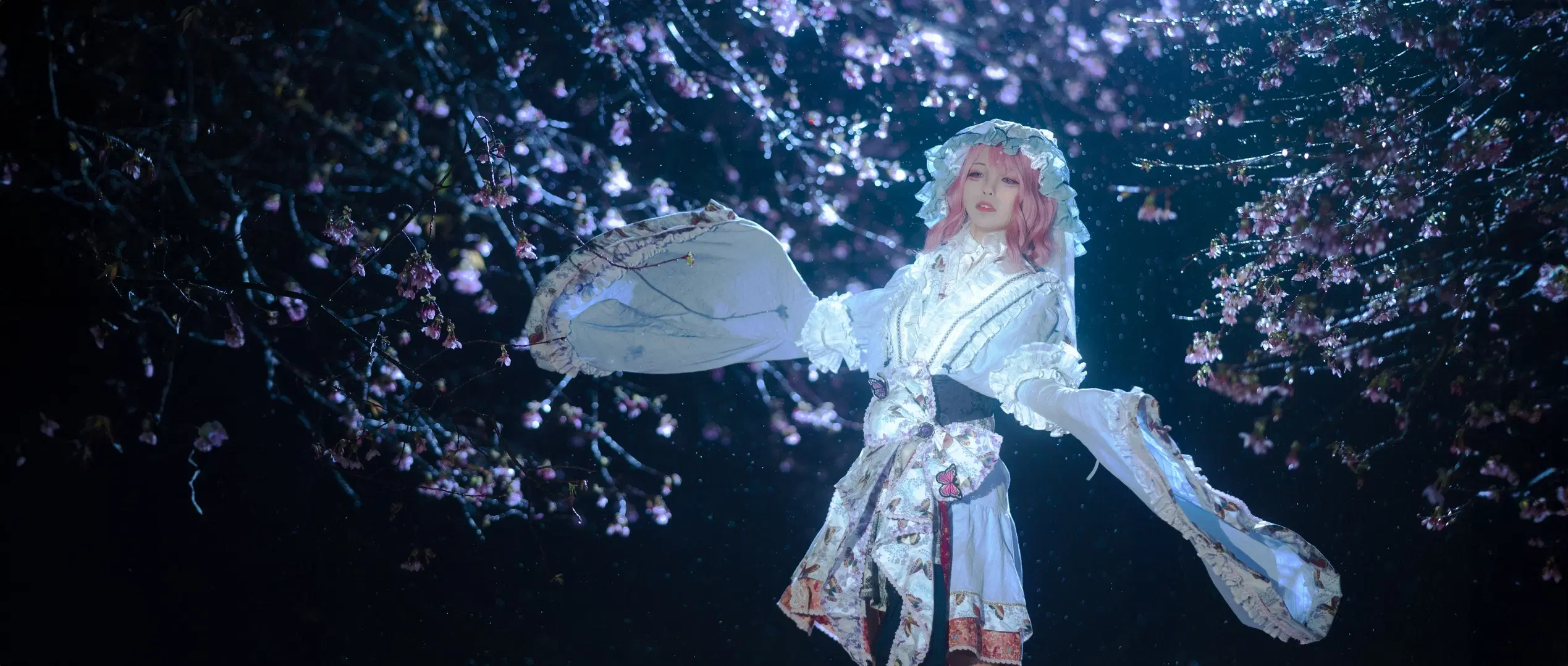 【西行寺幽幽子cos】东方Project雨夜战损版夜樱拍摄记 - 蛇生伊夕 - 第3张