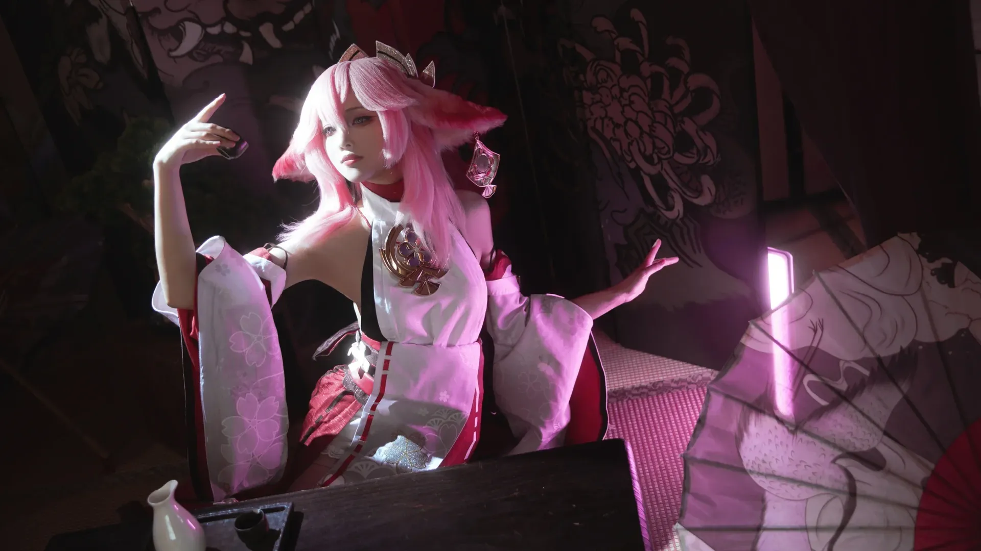 原神, 八重神子cos, 和风写真, 二次元美女, 狐耳娘 - 第7张