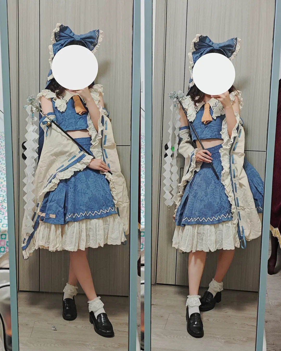 博丽灵梦cos, 东方project, 对镜自拍, 东方project cosplay, 露脐装