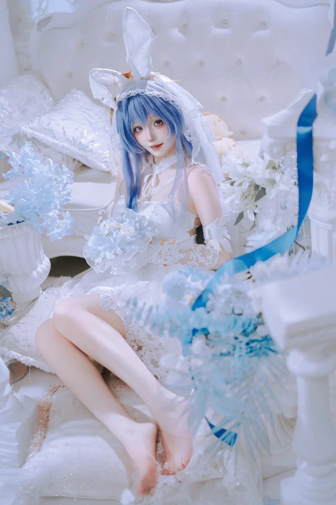 アズールレーン, 花嫁風, 屋内ポートレート, ニュージャージーコスプレ, 白ベールうさ耳