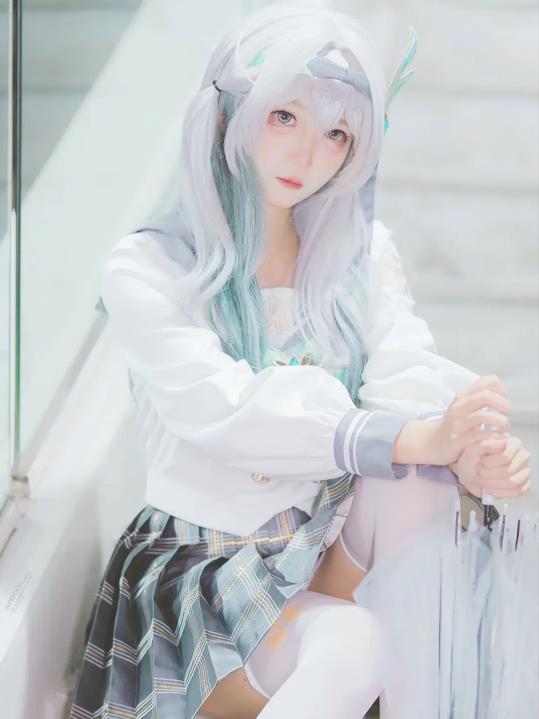 【ホタル コスプレ】『崩壊：スターレイル』雨の夜の写真撮影：制服が織りなす静謐なロマンス（ストッキング＆二次元コスプレ） - 阿宏 - 6枚目