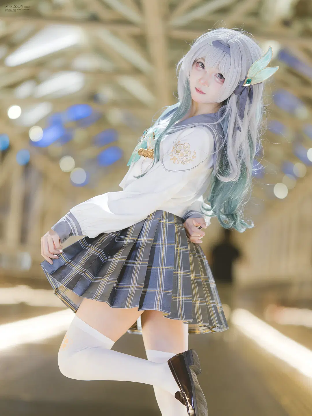 二次元撮影, 崩壊：スターレイル, ホタル コスプレ, JK制服, 白ストッキング