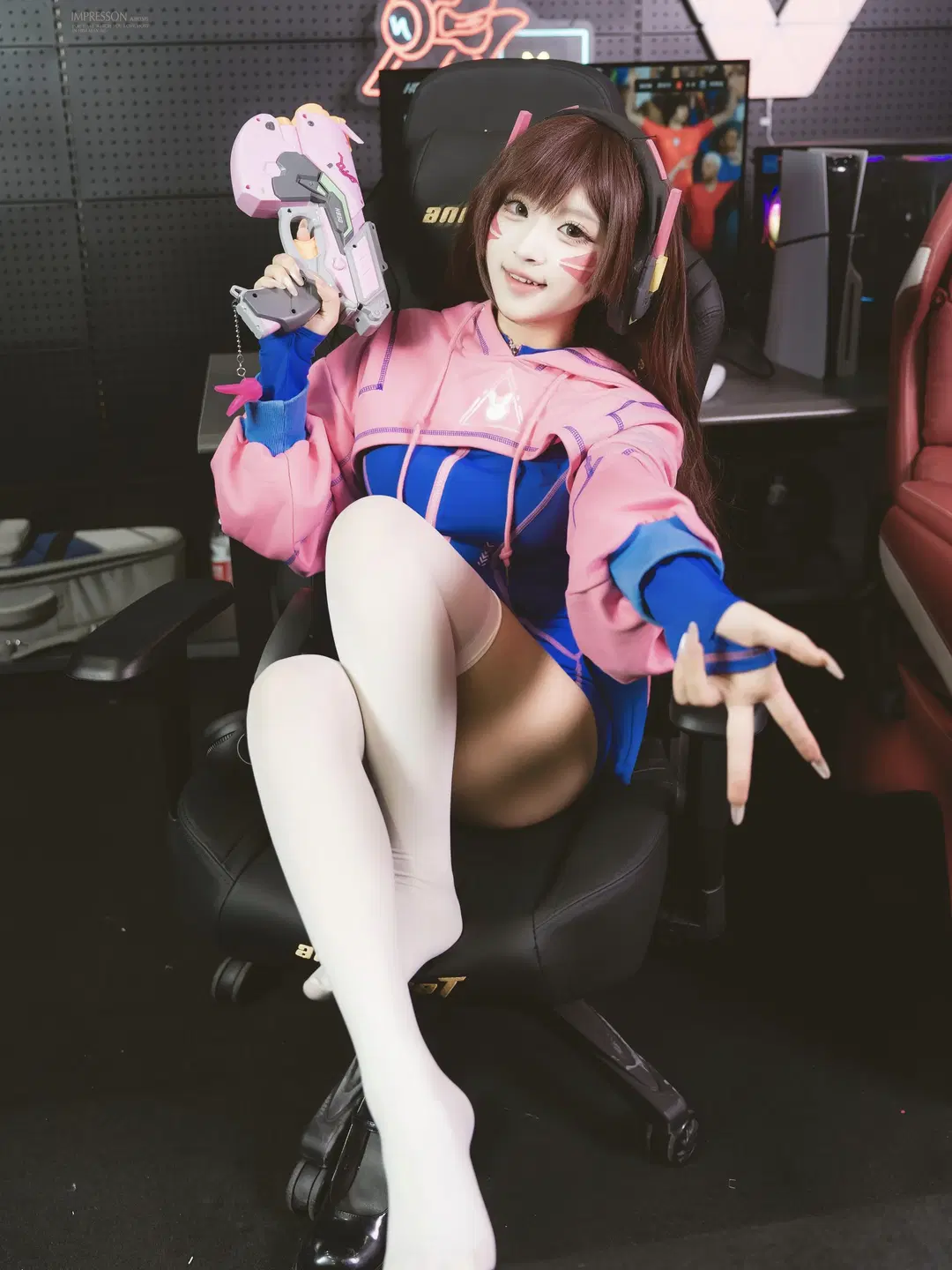 白丝, 守望先锋, 电竞少女, D.Va cos, 鬼马少女