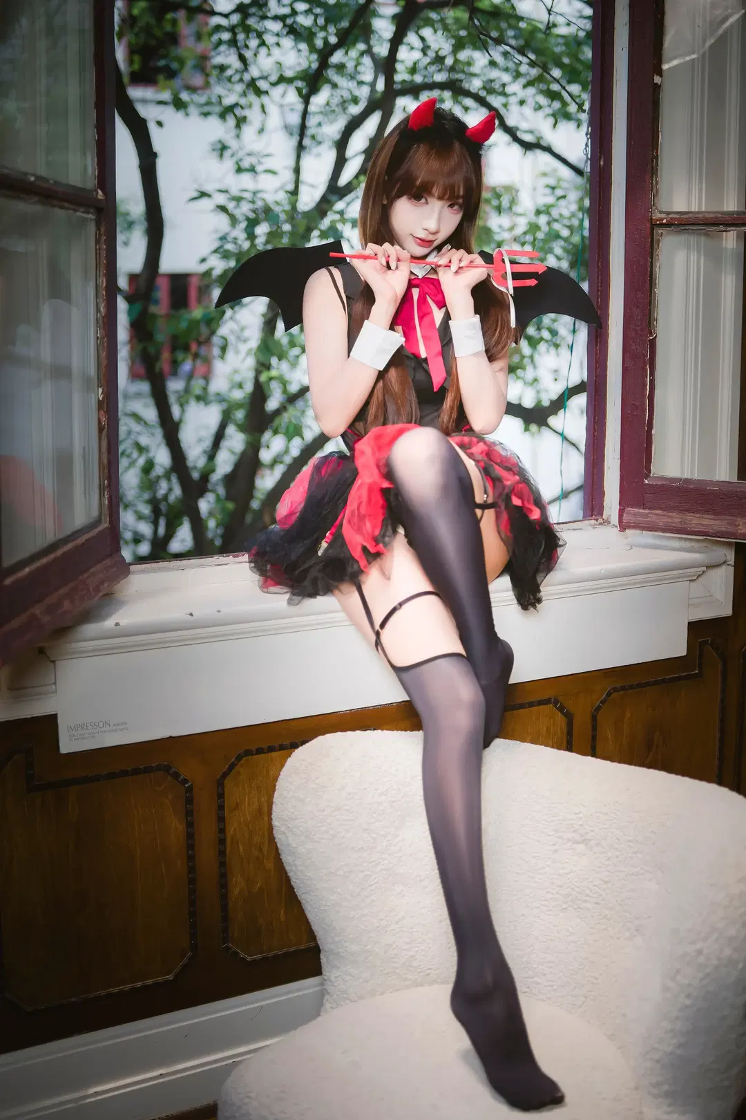 cosplay, 黑丝, 小恶魔cos, 吊带袜, 恶魔cos