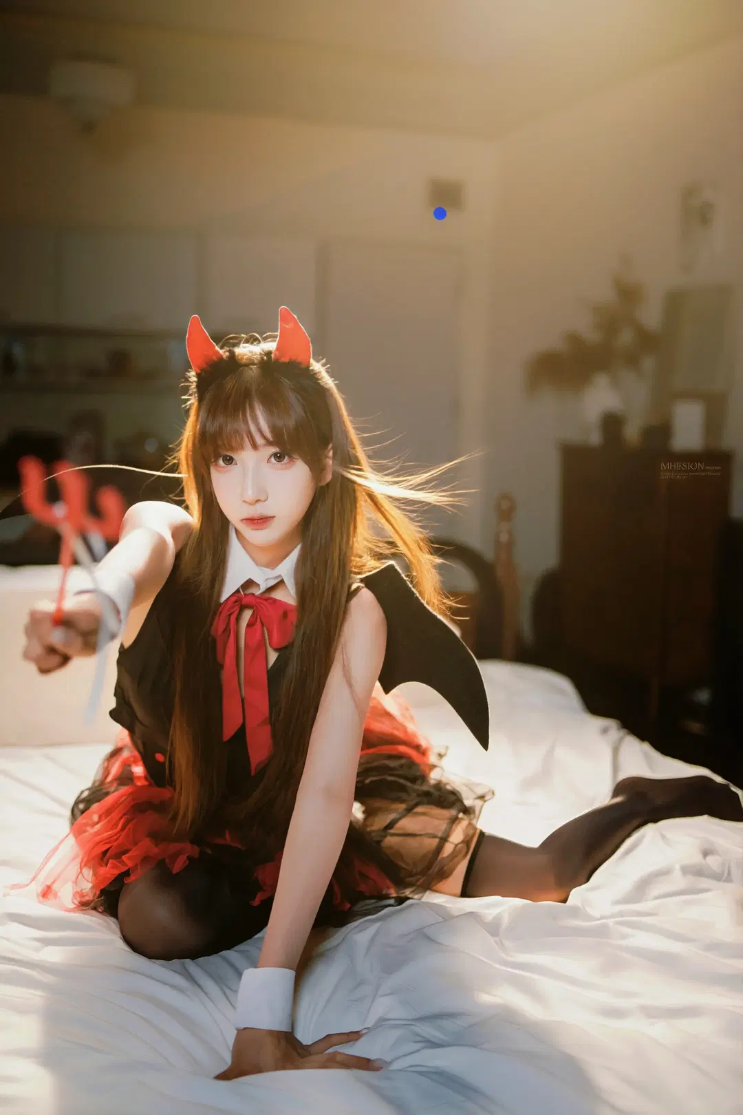 黑丝, 天使与恶魔, 蝙蝠翅膀, cos写真, 恶魔cos