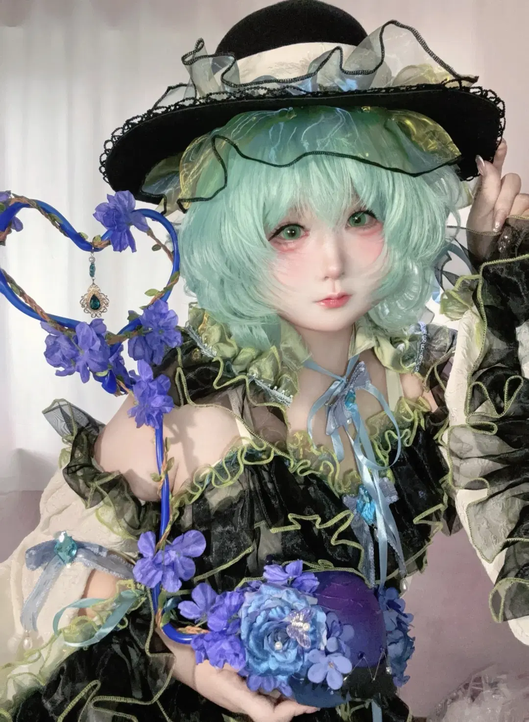 【古明地恋cos】东方project 绿发与蓝花的华丽幻想 - 小熊美奈子 - 第2张