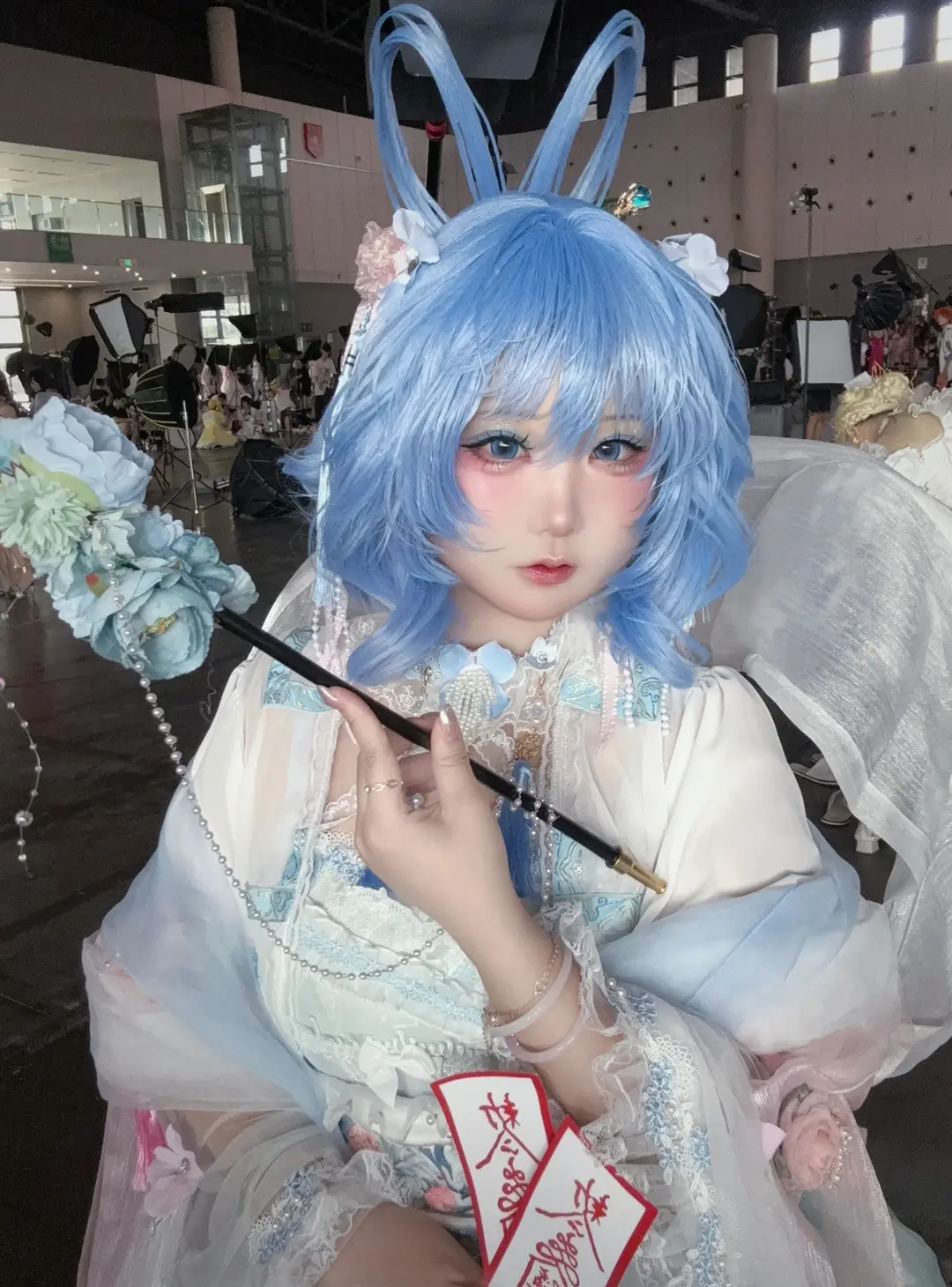 东方Project, 古风cosplay, 霍青娥cos, 蓝发cos, 世界线漫展 - 第1张