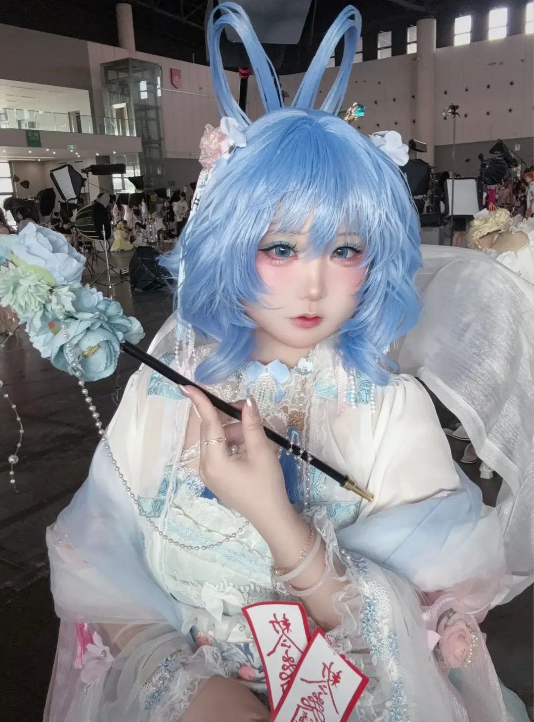 东方Project, 古风cosplay, 霍青娥cos, 蓝发cos, 世界线漫展 - 第2张