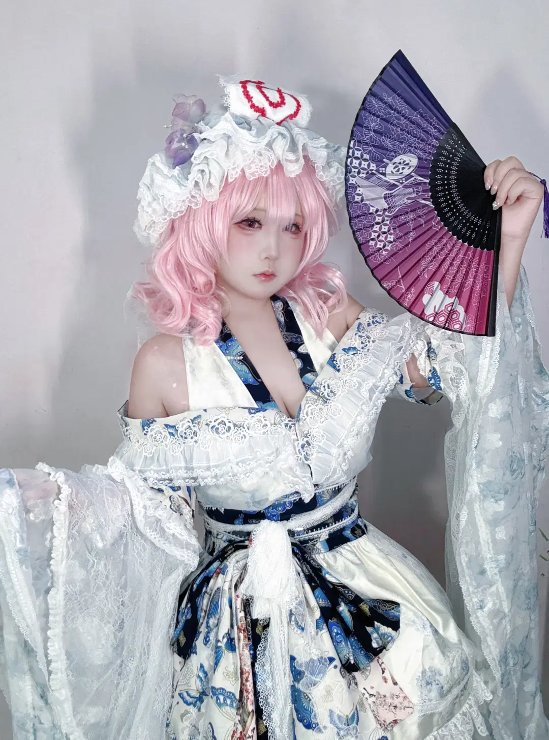 cosplay, 東方project, 西行寺幽幽子cos, 白絲, 蕾絲和風