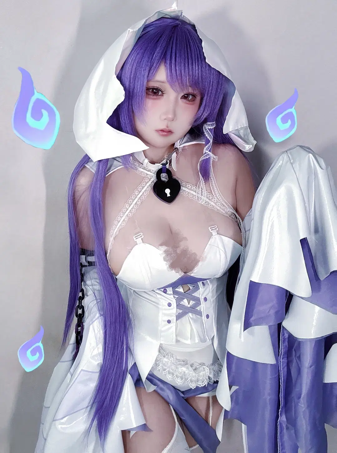 紫髪, 白ストッキング, ミューズダッシュ, バトルダメージ風, 幽霊マリヤコスプレ