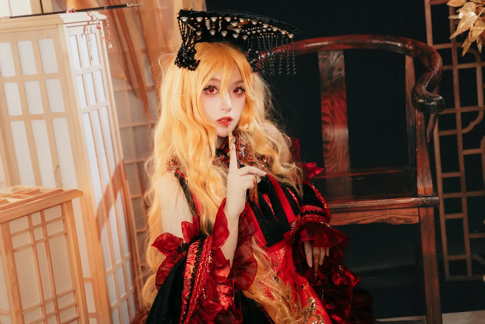东方Project, cosplay正片, 黑丝, 纯狐cos, 东方绀珠传 - 第5张