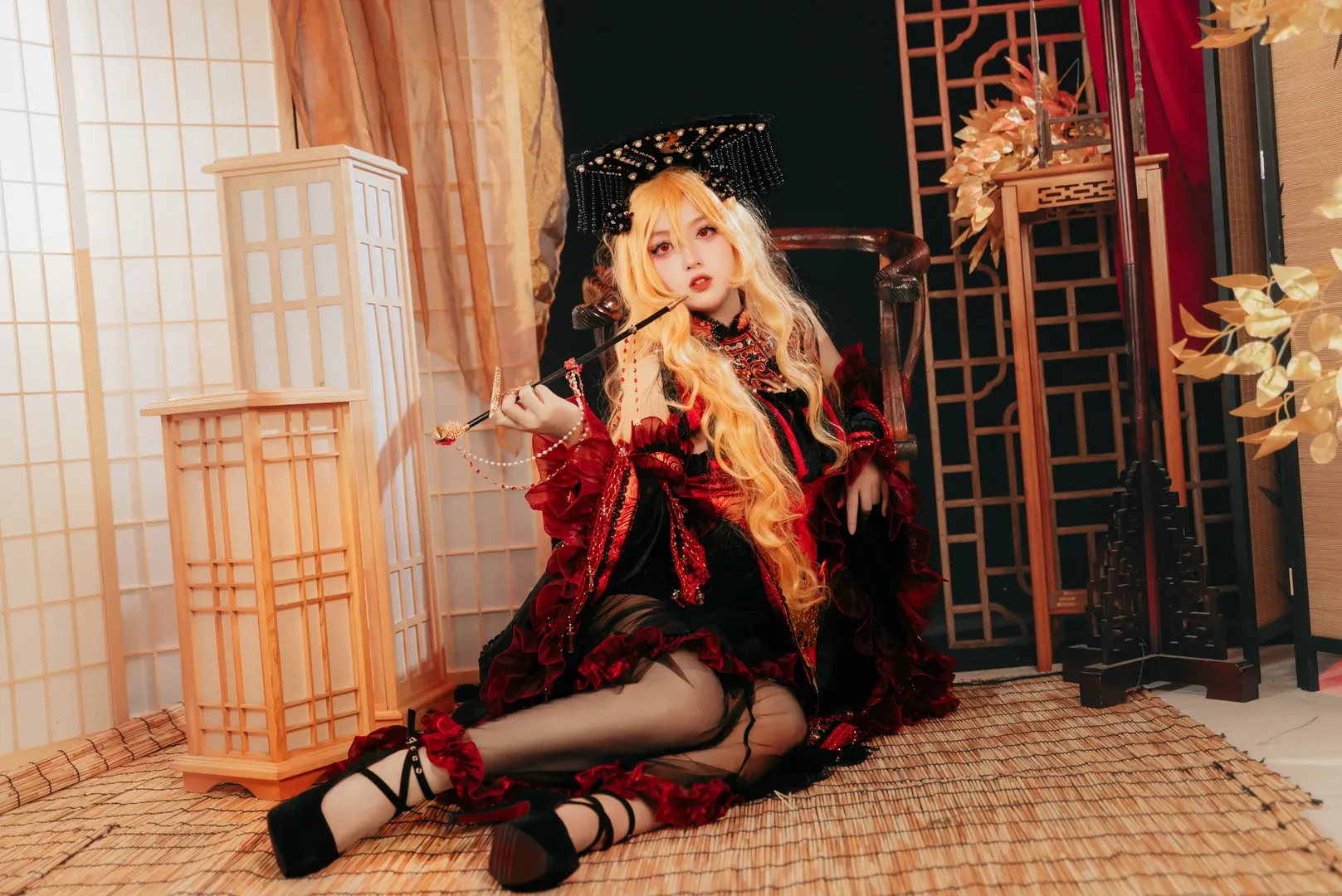东方Project, cosplay正片, 黑丝, 纯狐cos, 东方绀珠传 - 第9张