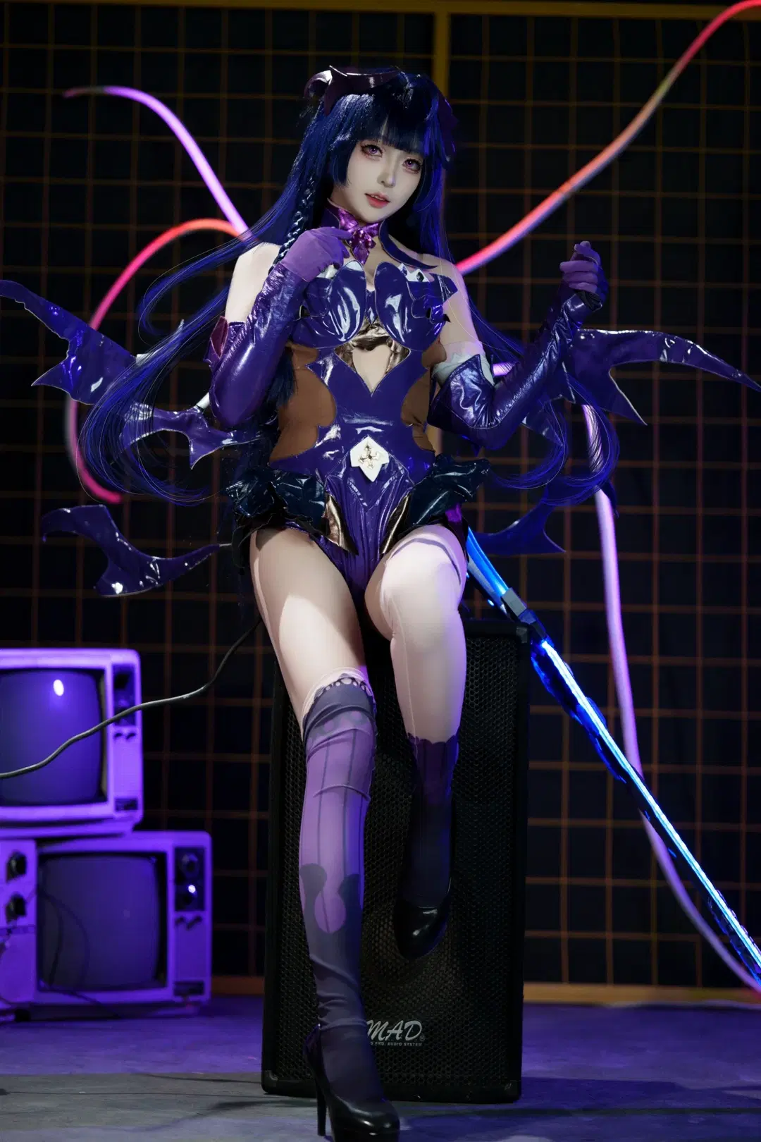 崩坏3, 赛博朋克, 雷电芽衣cos, 丝袜cos, 魅魔芽衣