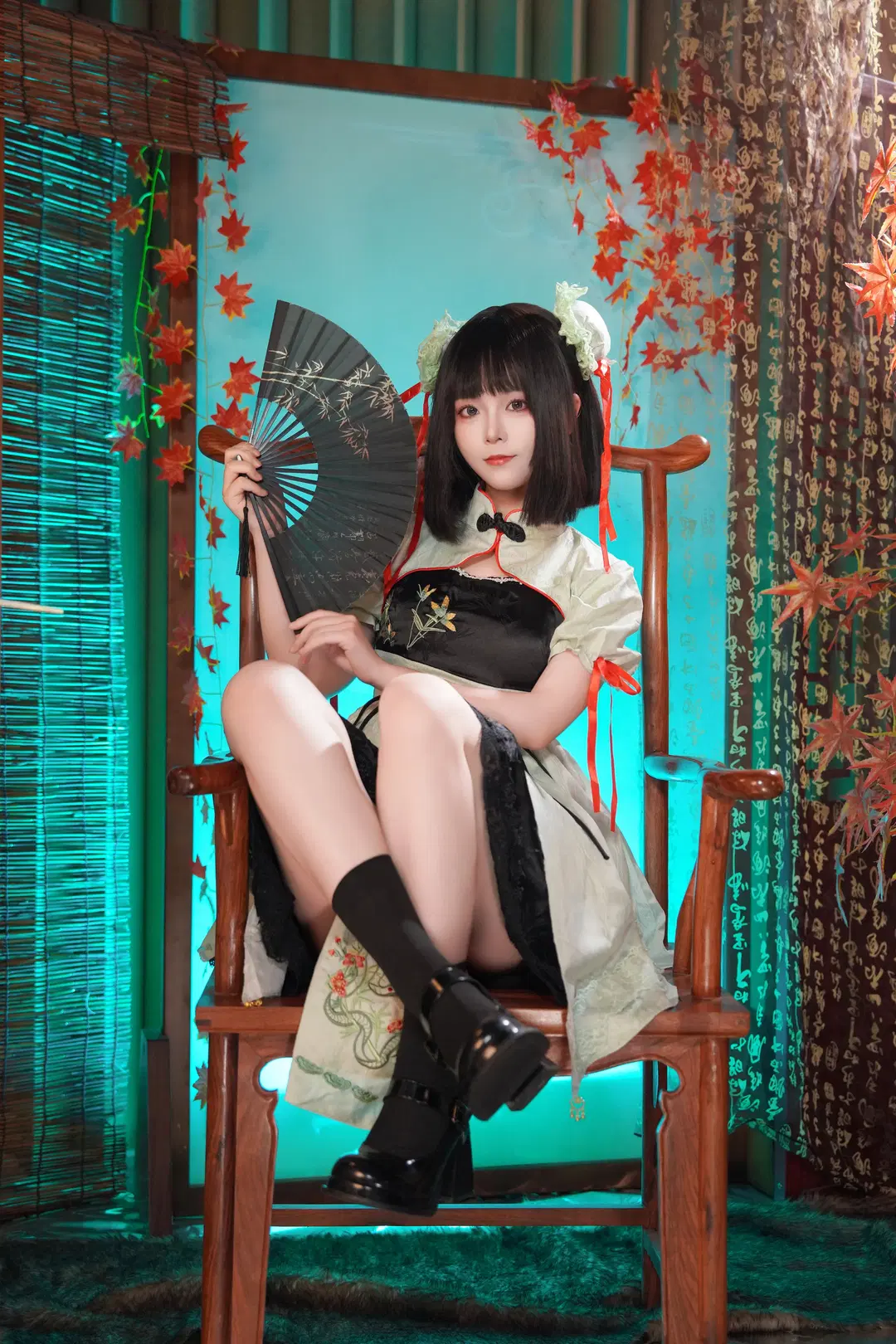 中華娘, 国風少女, 中華風ロリータ, 黒ストッキング, 中華風メイド服