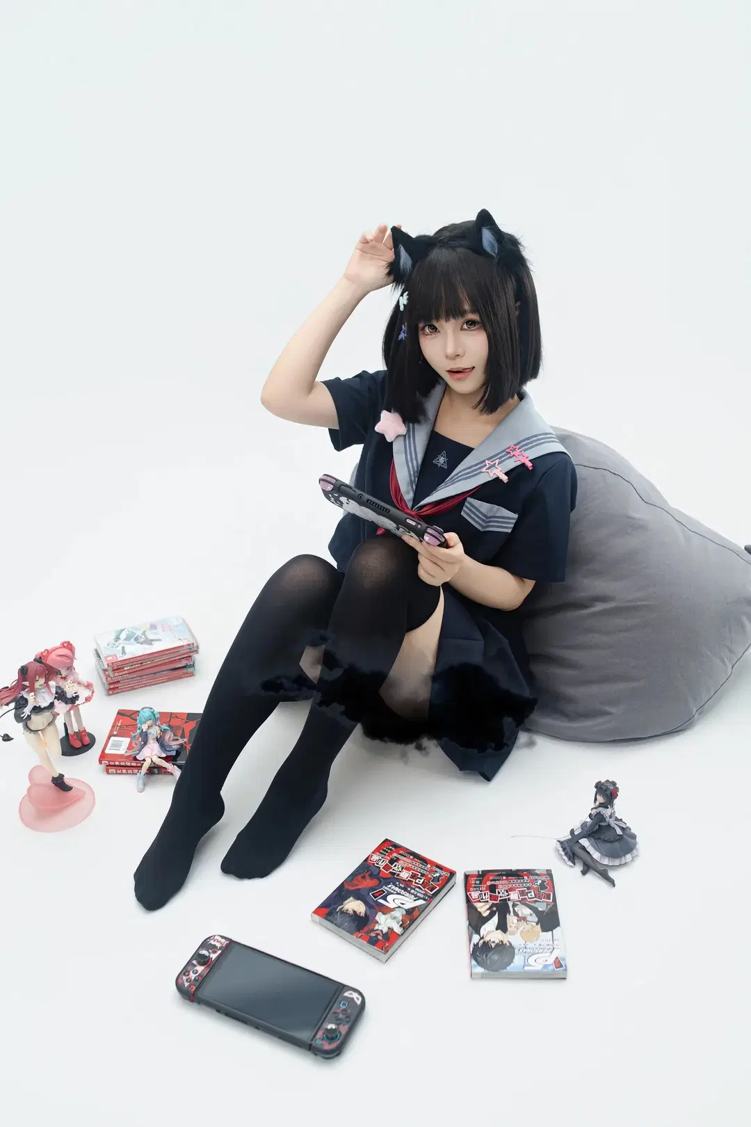 イベント撮影, セーラー服, JK制服, 猫娘コスプレ, 黒スト写真