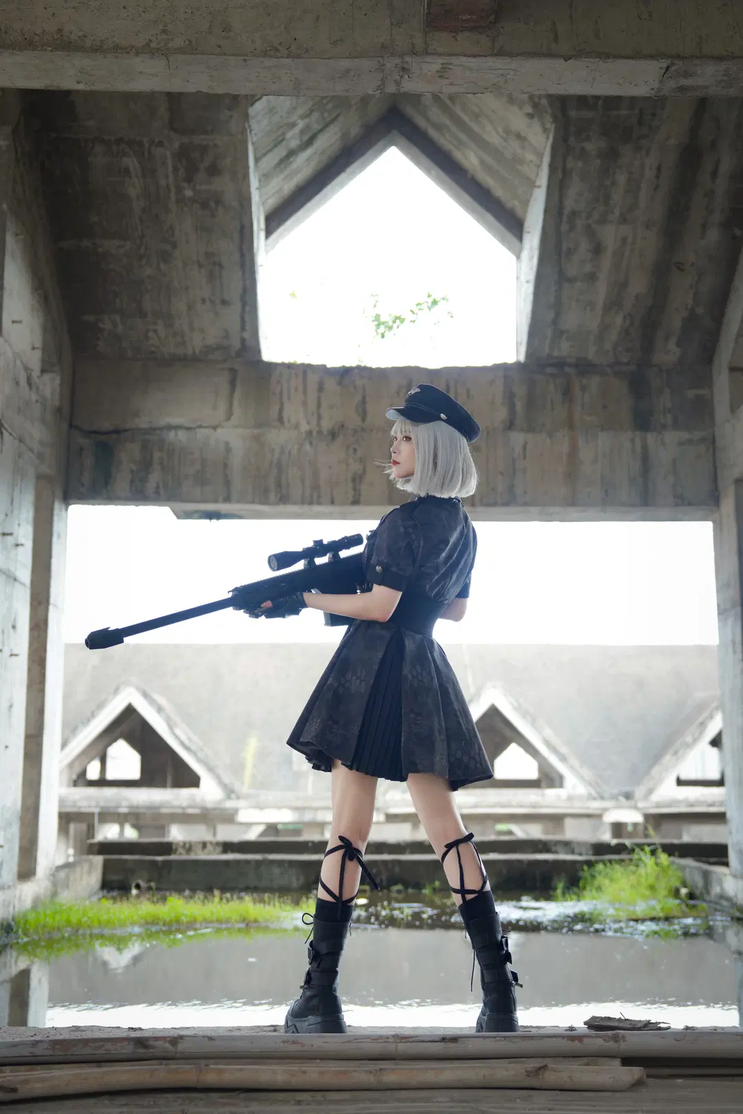 廃墟のミリタリーロリータ少女暴君 タクティカル銃構えポーズ参考シェア - 洛城雪Yuki - 12枚目