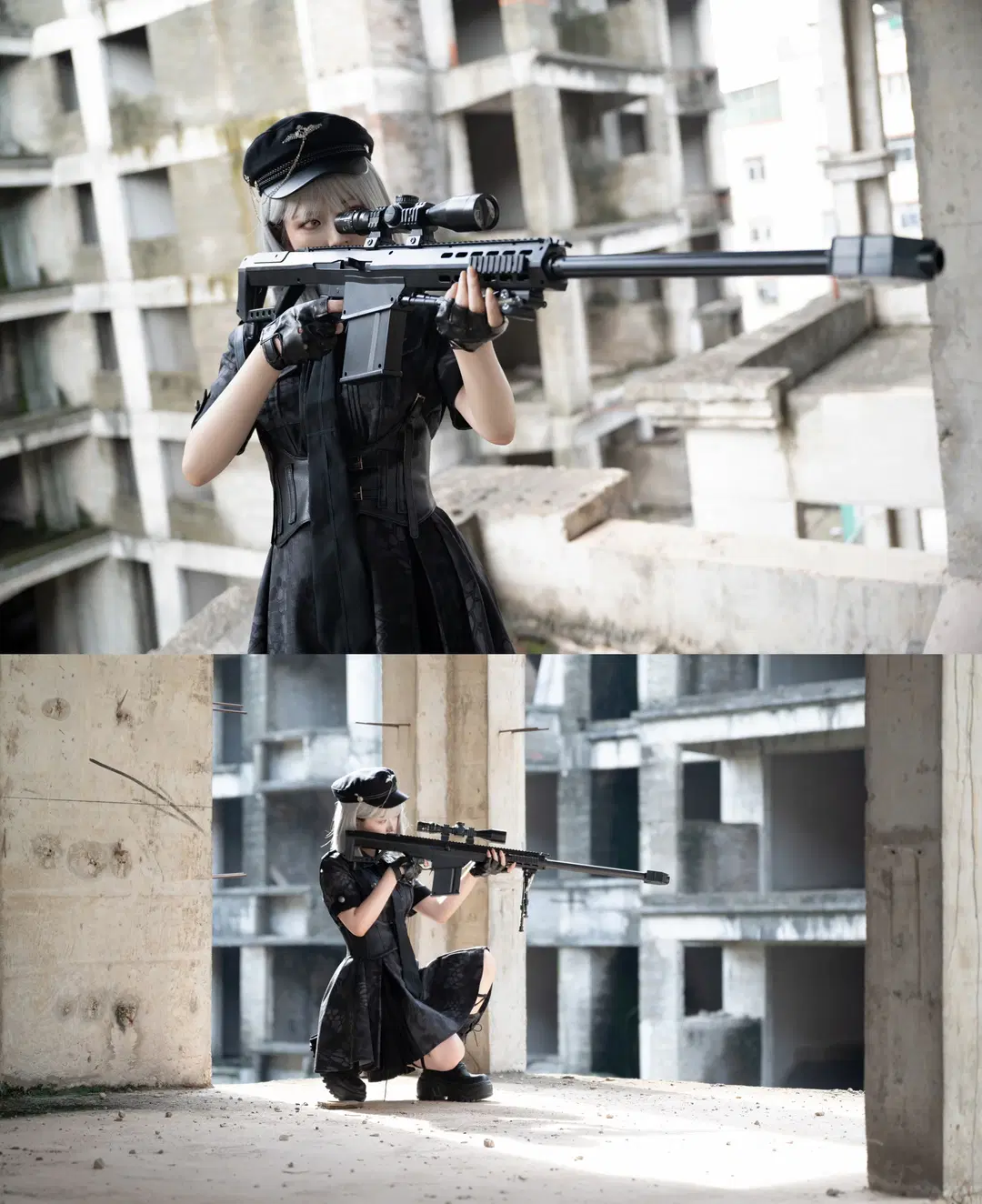 廃墟のミリタリーロリータ少女暴君 タクティカル銃構えポーズ参考シェア - 洛城雪Yuki - 5枚目