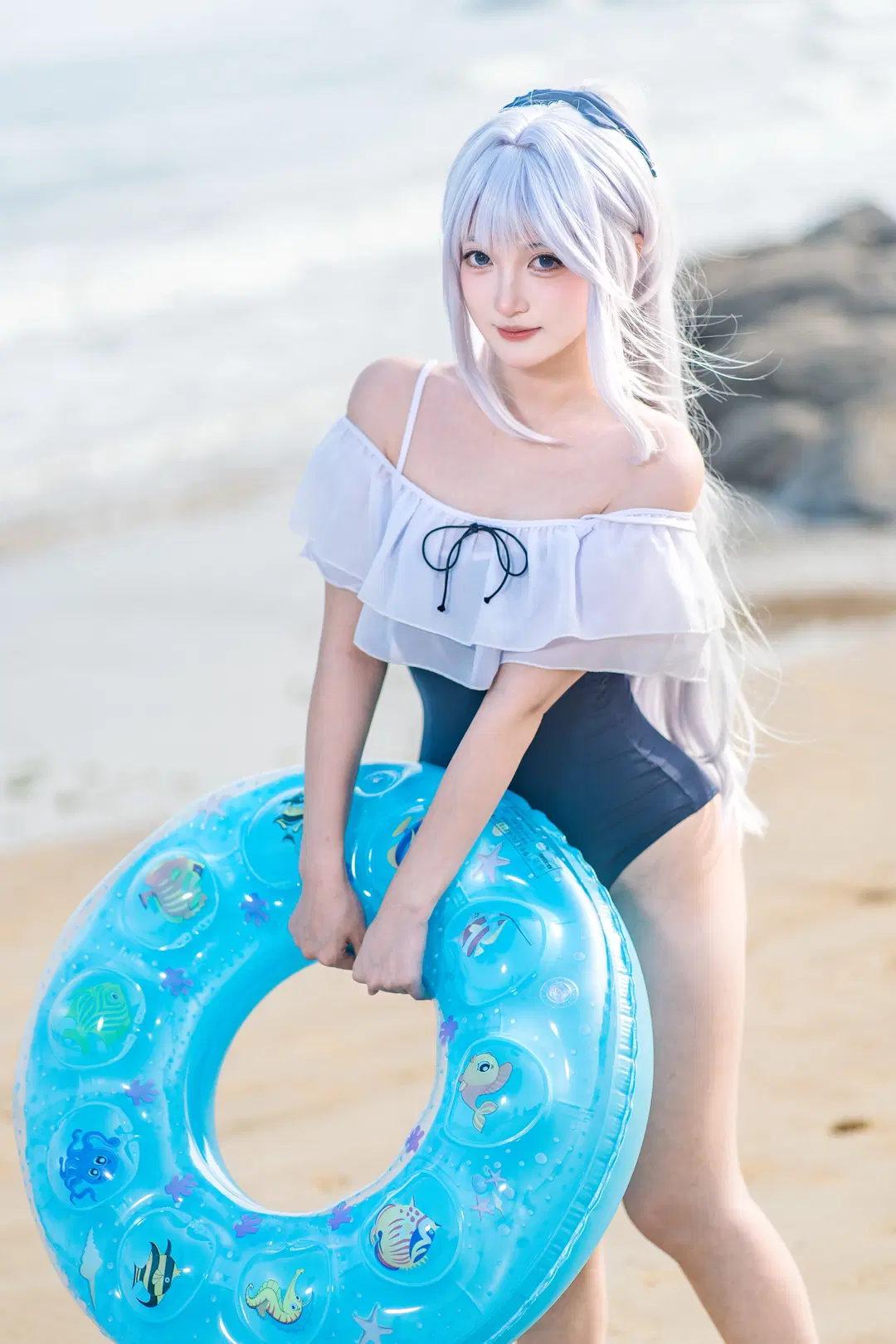 【月雪ミヤコ コスプレ】ブルーアーカイブの水着、海辺の夏に漂う爽やかさ - 曲laugh_2 - 2枚目