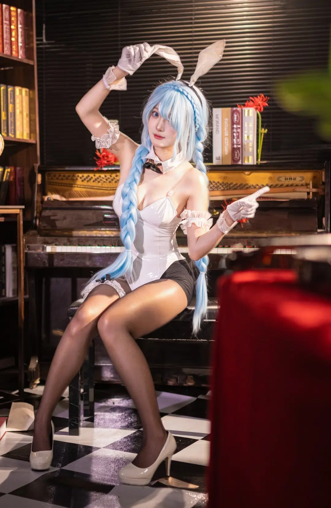 コスプレ, アニメイベント, バニーガール, 制服, 黒ストッキング
