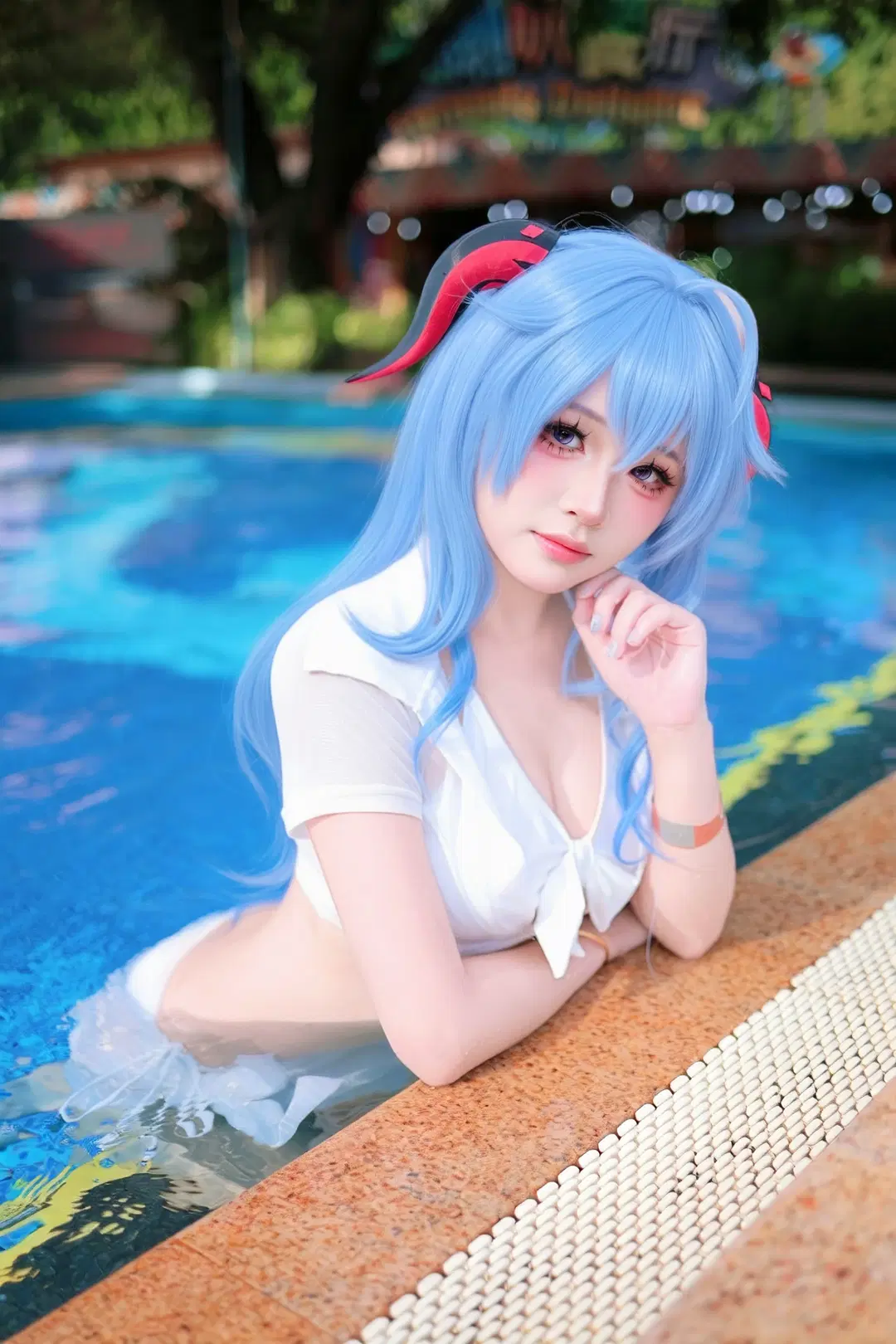 原神, 甘雨cos, 泳装cos, 二次元写真, 长隆泳装