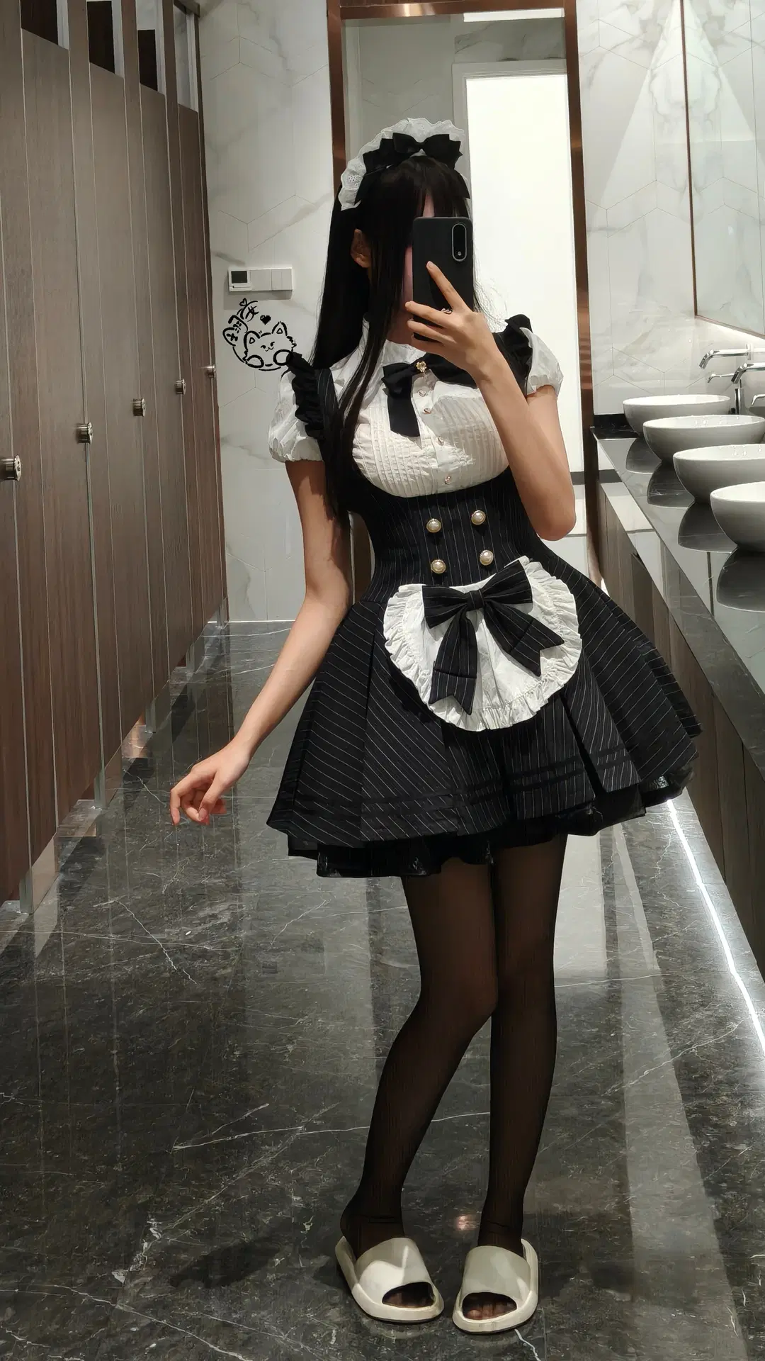 女仆装, Lolita, 对镜自拍, 黑丝穿搭, 三坑日常