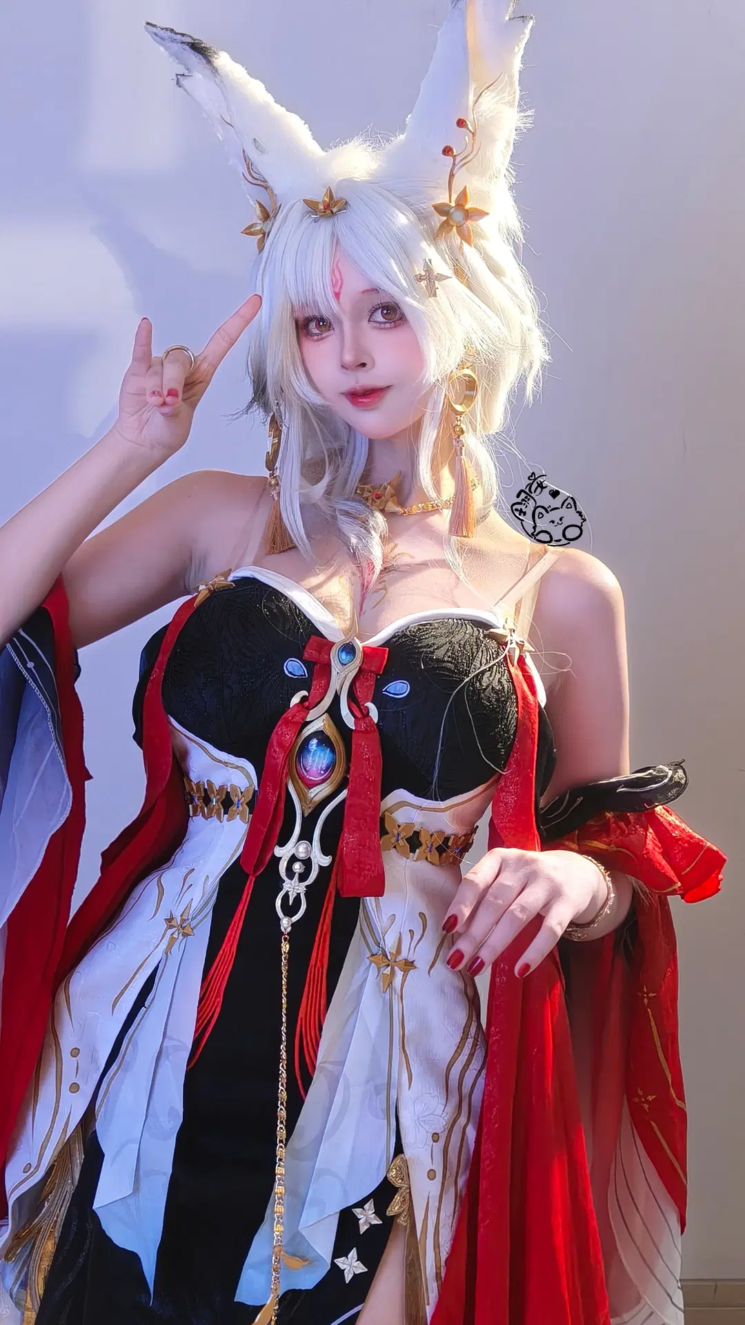 鸣潮, cosplay, 二次元摄影, 心月狐cos, 白发狐耳