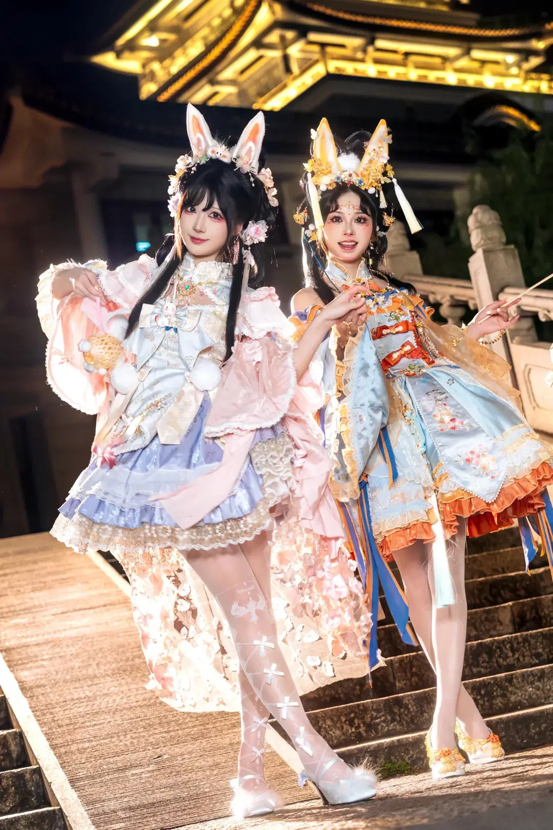中秋玉兔主题双人写真，国风洛丽塔的夜景碰撞 - 夏尔 - 第2张