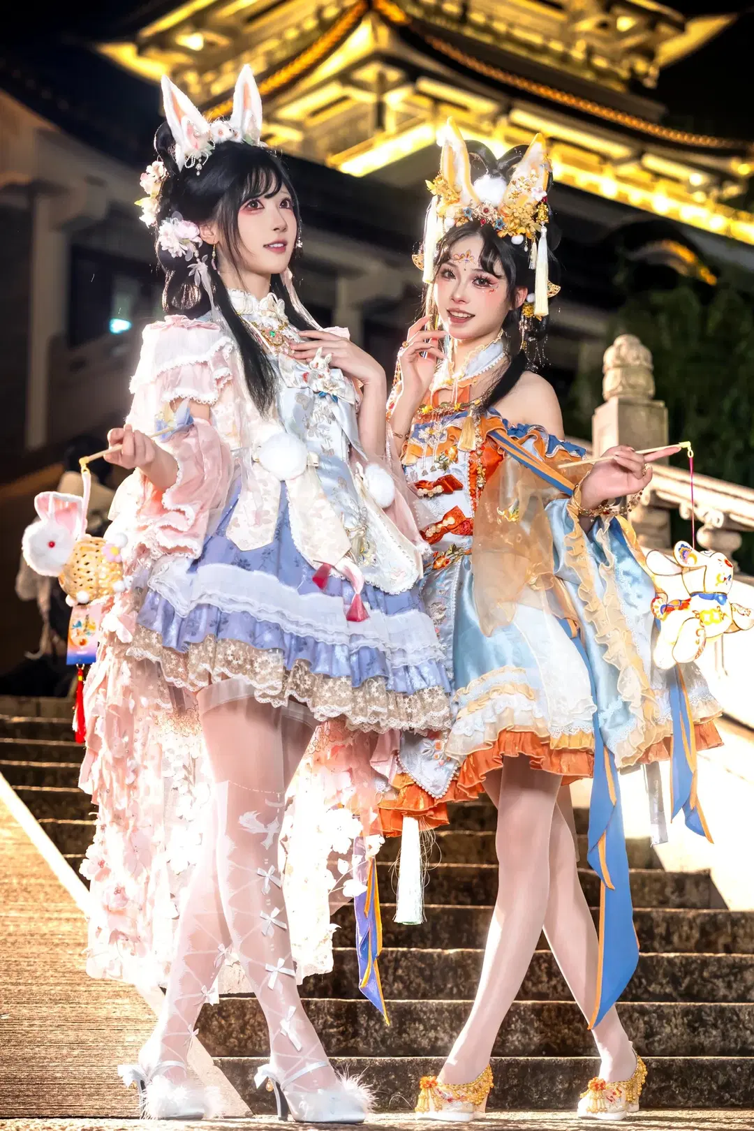 中秋玉兔主题双人写真，国风洛丽塔的夜景碰撞 - 夏尔 - 第3张