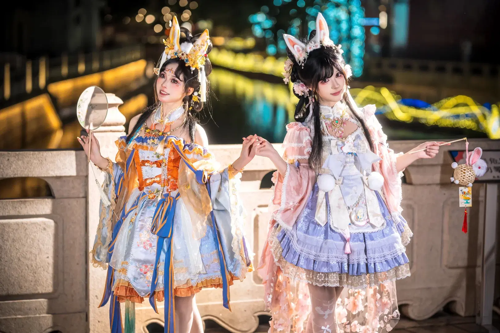 中秋玉兔主题双人写真，国风洛丽塔的夜景碰撞 - 夏尔 - 第4张