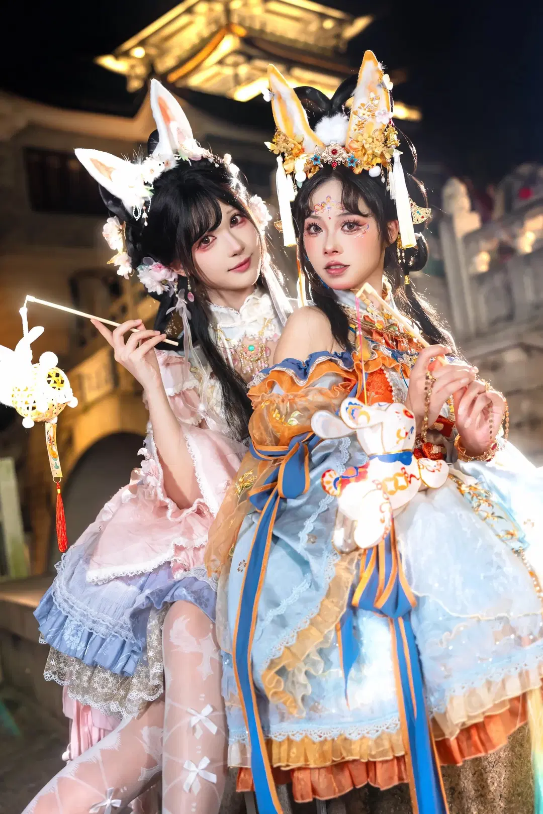 中秋玉兔主题双人写真，国风洛丽塔的夜景碰撞 - 夏尔 - 第6张