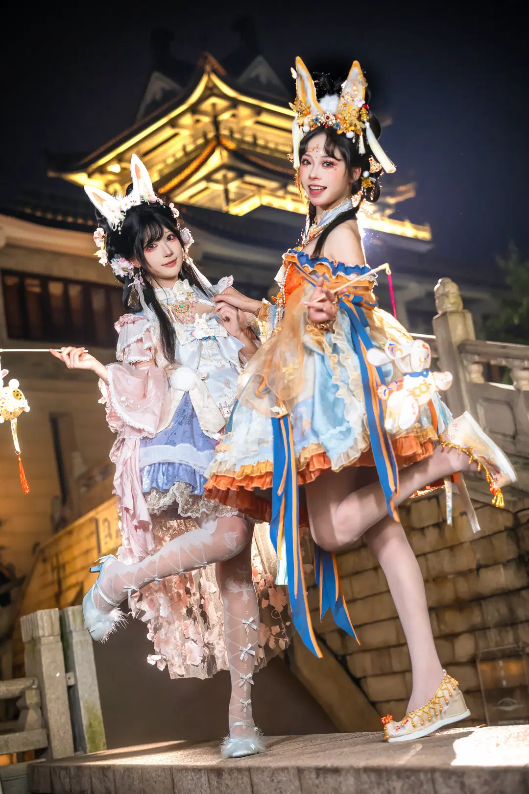 中秋玉兔主题双人写真，国风洛丽塔的夜景碰撞 - 夏尔 - 第7张