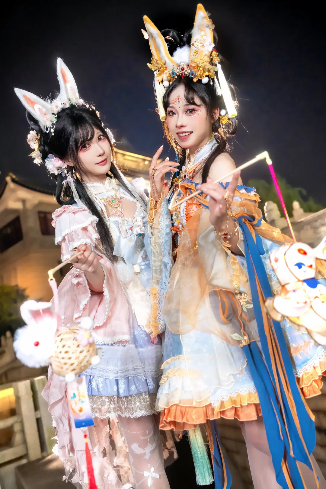 中秋玉兔主题双人写真，国风洛丽塔的夜景碰撞 - 夏尔 - 第8张