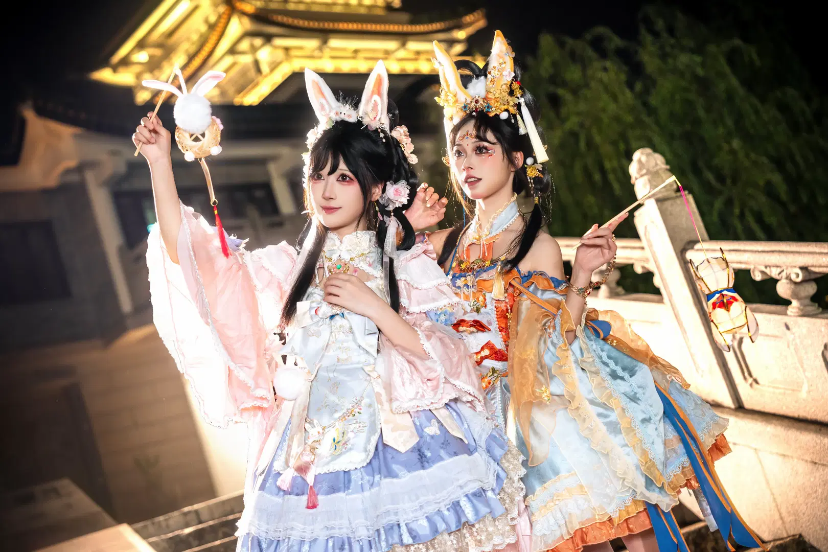 中秋玉兔主题双人写真，国风洛丽塔的夜景碰撞 - 夏尔 - 第9张