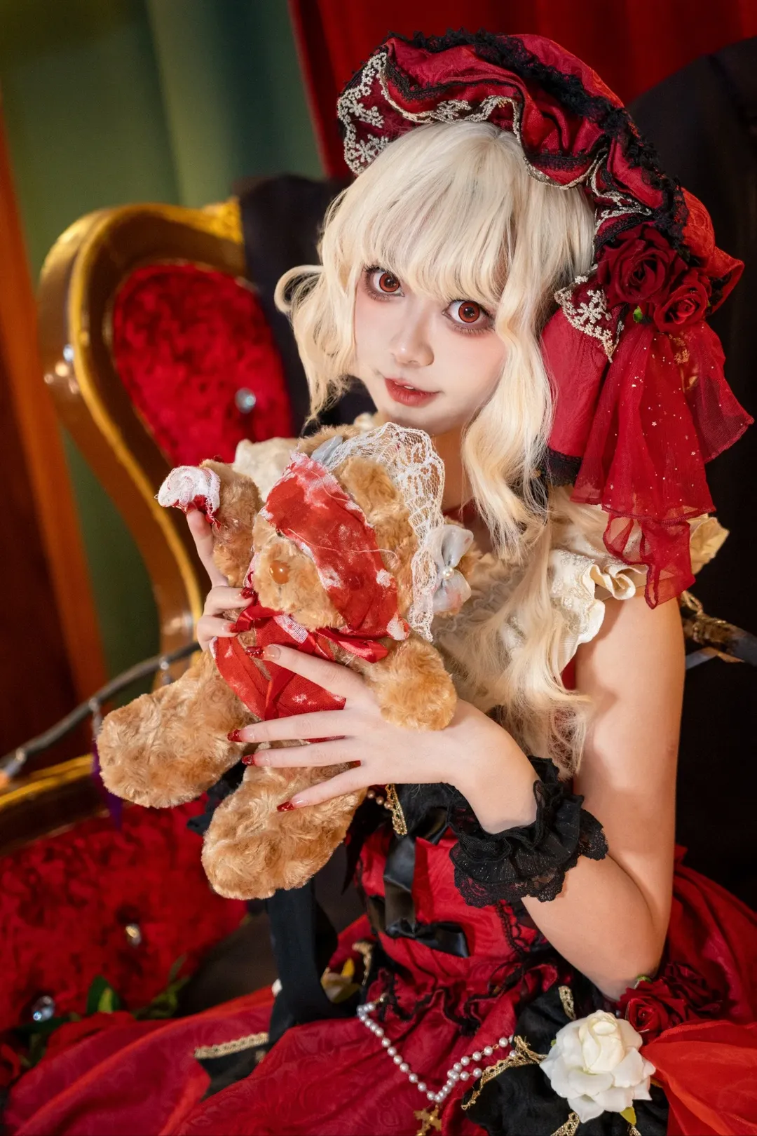 Touhou Project, Flandre Scarlet Cosplay, Black stockings, Gothic Lolita, Dark fairy tale - Image 1