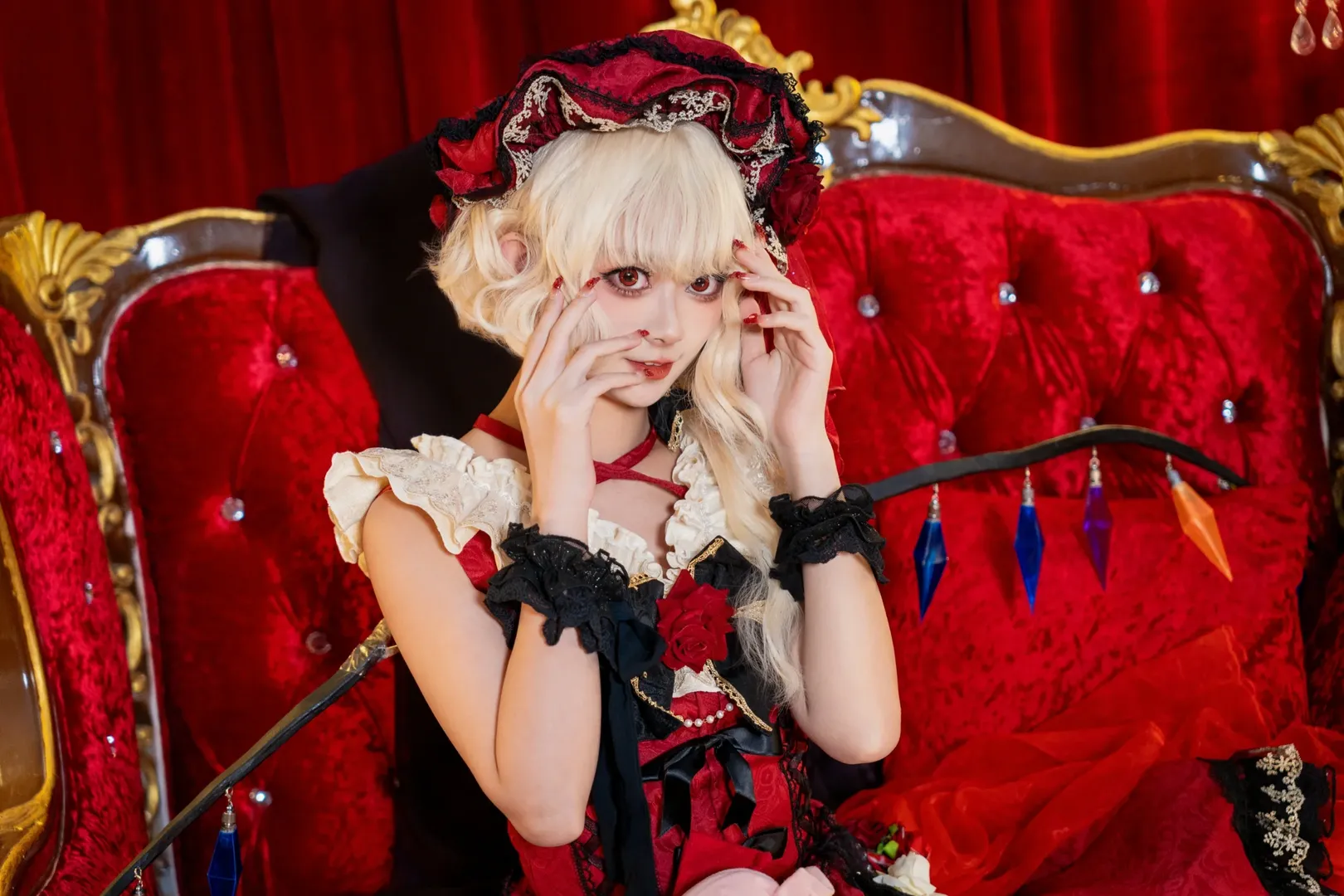 Touhou Project, Flandre Scarlet Cosplay, Black stockings, Gothic Lolita, Dark fairy tale - Image 11