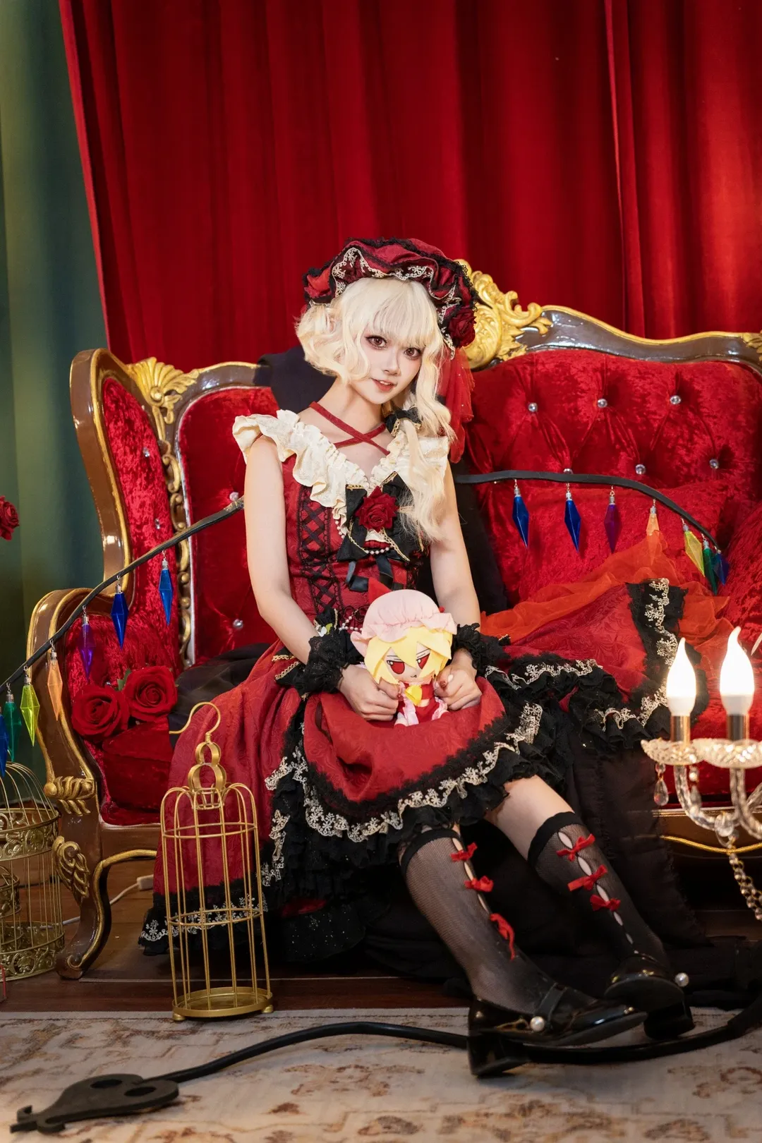 Touhou Project, Flandre Scarlet Cosplay, Black stockings, Gothic Lolita, Dark fairy tale - Image 2
