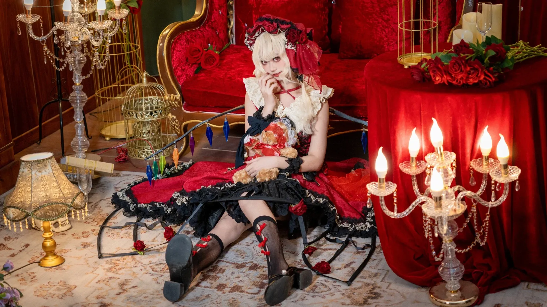Touhou Project, Flandre Scarlet Cosplay, Black stockings, Gothic Lolita, Dark fairy tale - Image 5