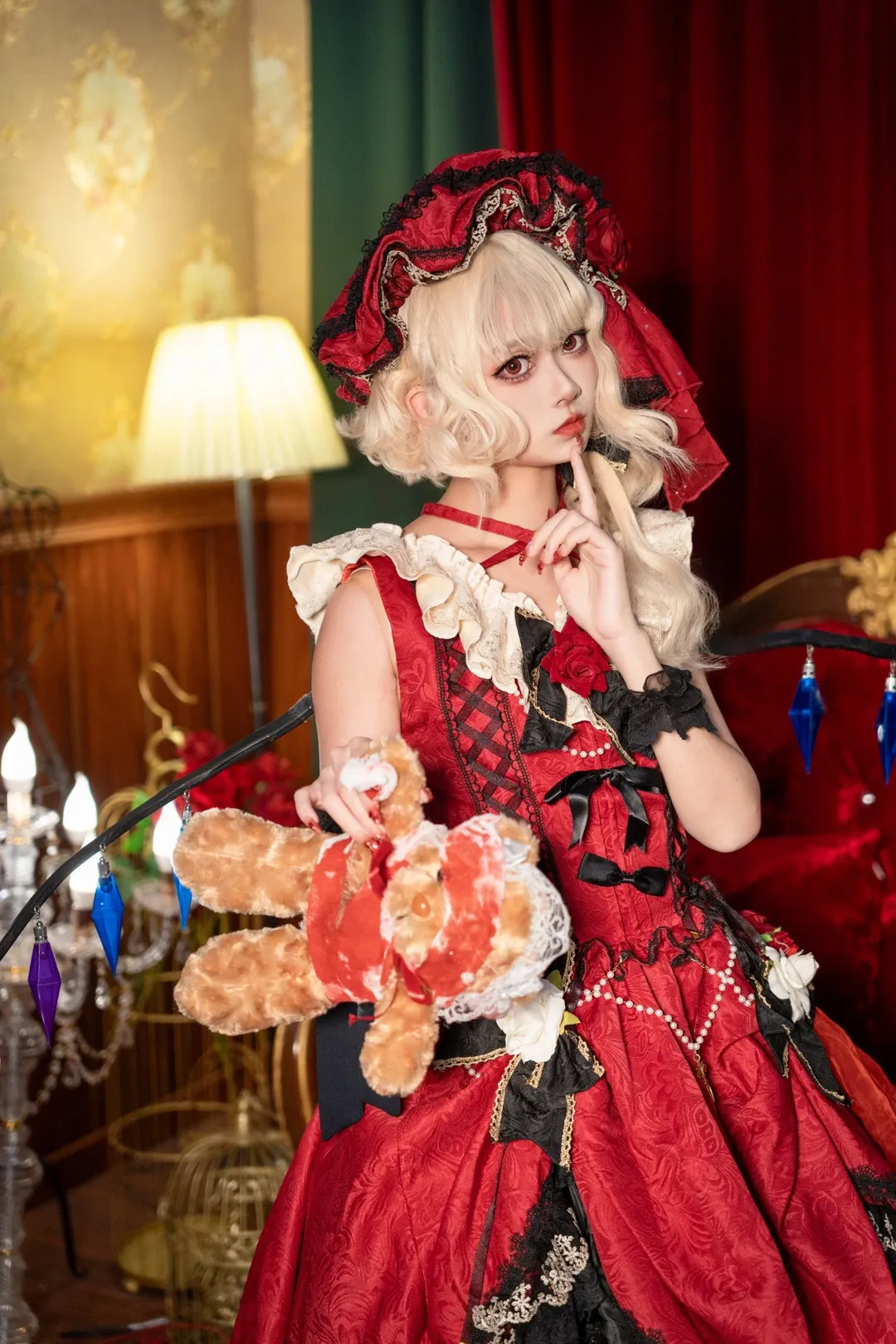 Touhou Project, Flandre Scarlet Cosplay, Black stockings, Gothic Lolita, Dark fairy tale - Image 6