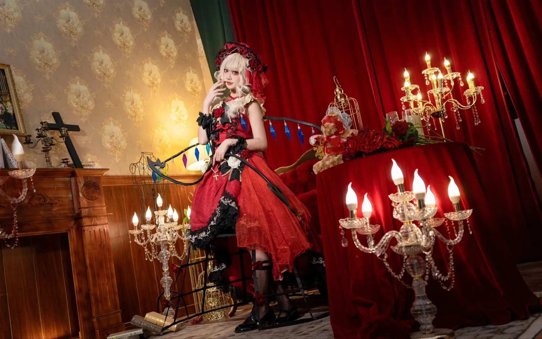 Touhou Project, Flandre Scarlet Cosplay, Black stockings, Gothic Lolita, Dark fairy tale - Image 7