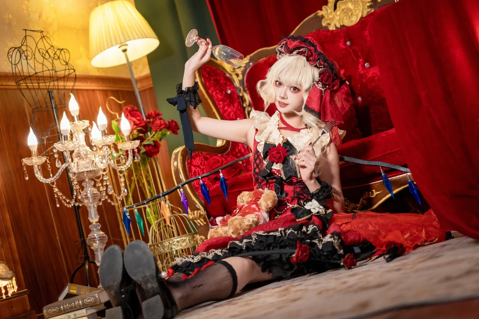 Touhou Project, Flandre Scarlet Cosplay, Black stockings, Gothic Lolita, Dark fairy tale - Image 8
