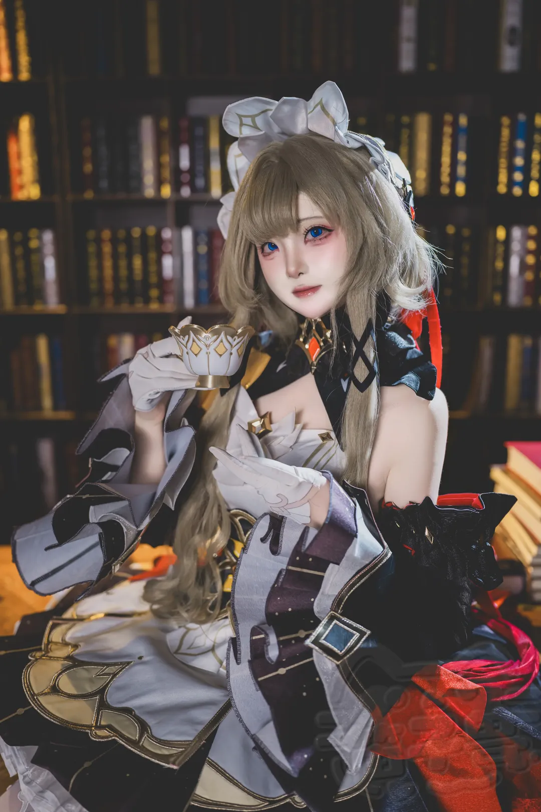 桑多涅cos, 原神, cosplay摄影, 复古书房, 白丝cos - 第2张