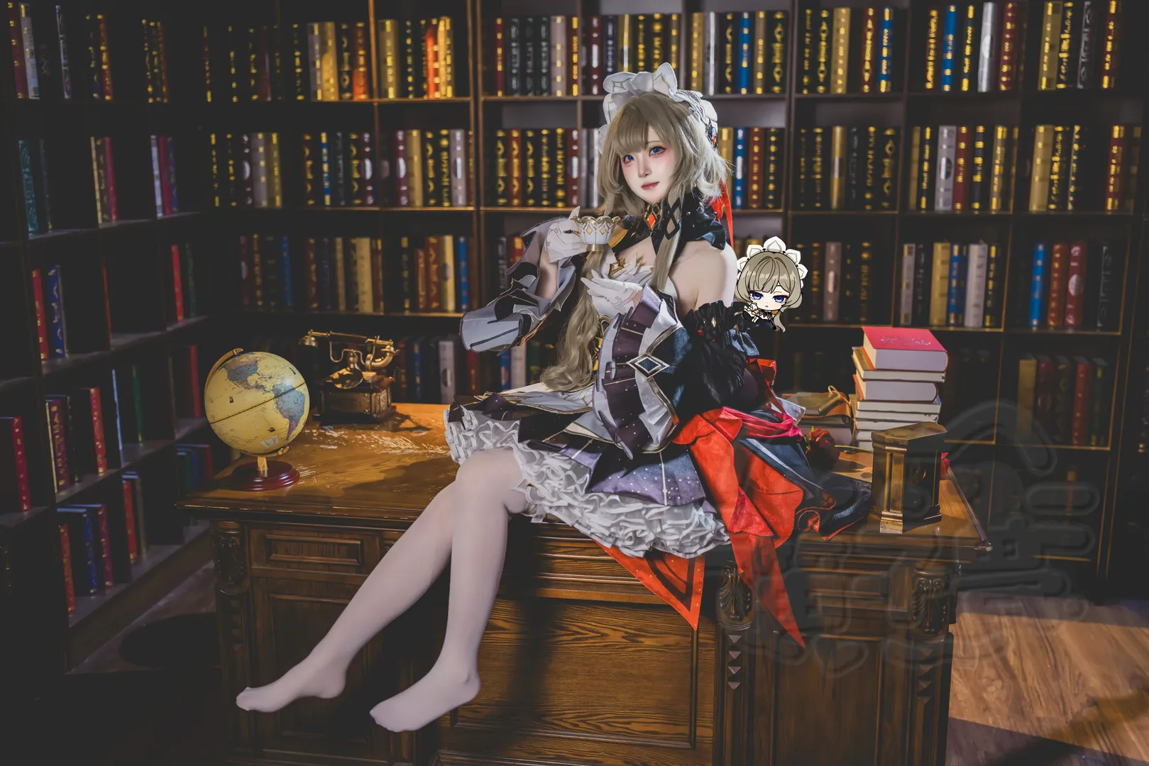 桑多涅cos, 原神, cosplay摄影, 复古书房, 白丝cos - 第3张