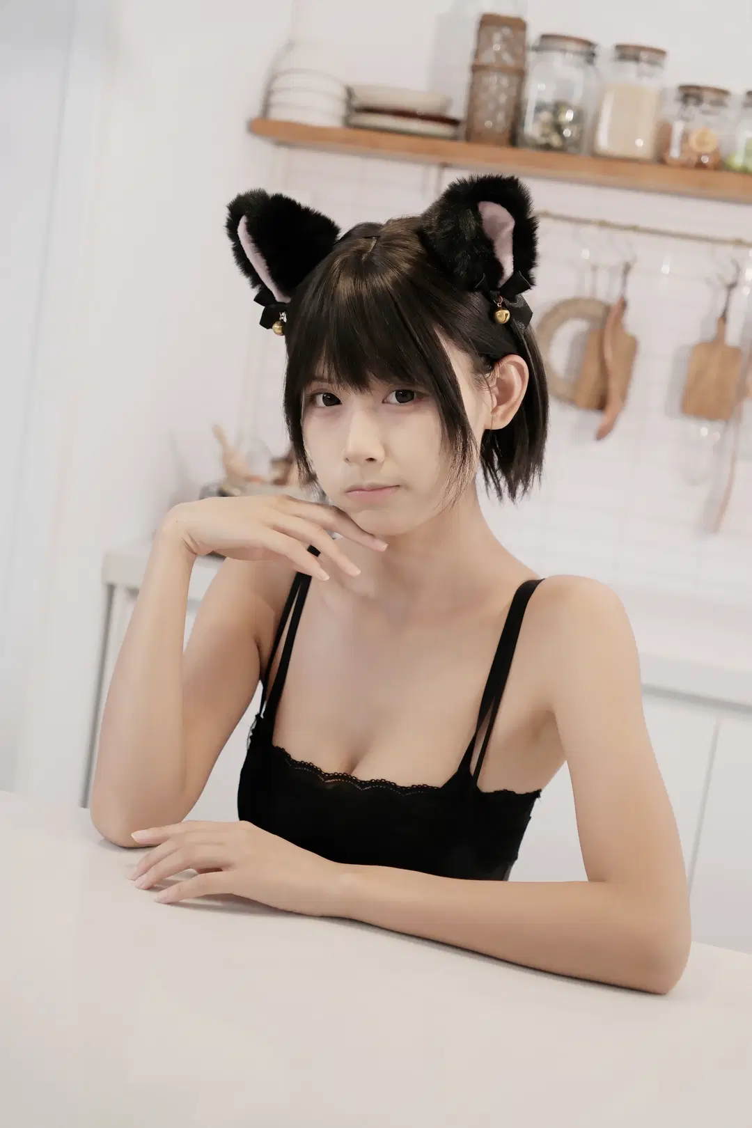 【猫娘コスプレ】民宿の自然光撮影による黒スト写真＆ピュア＆セクシーポートレートの共有 - 手可摘星辰 - 5枚目