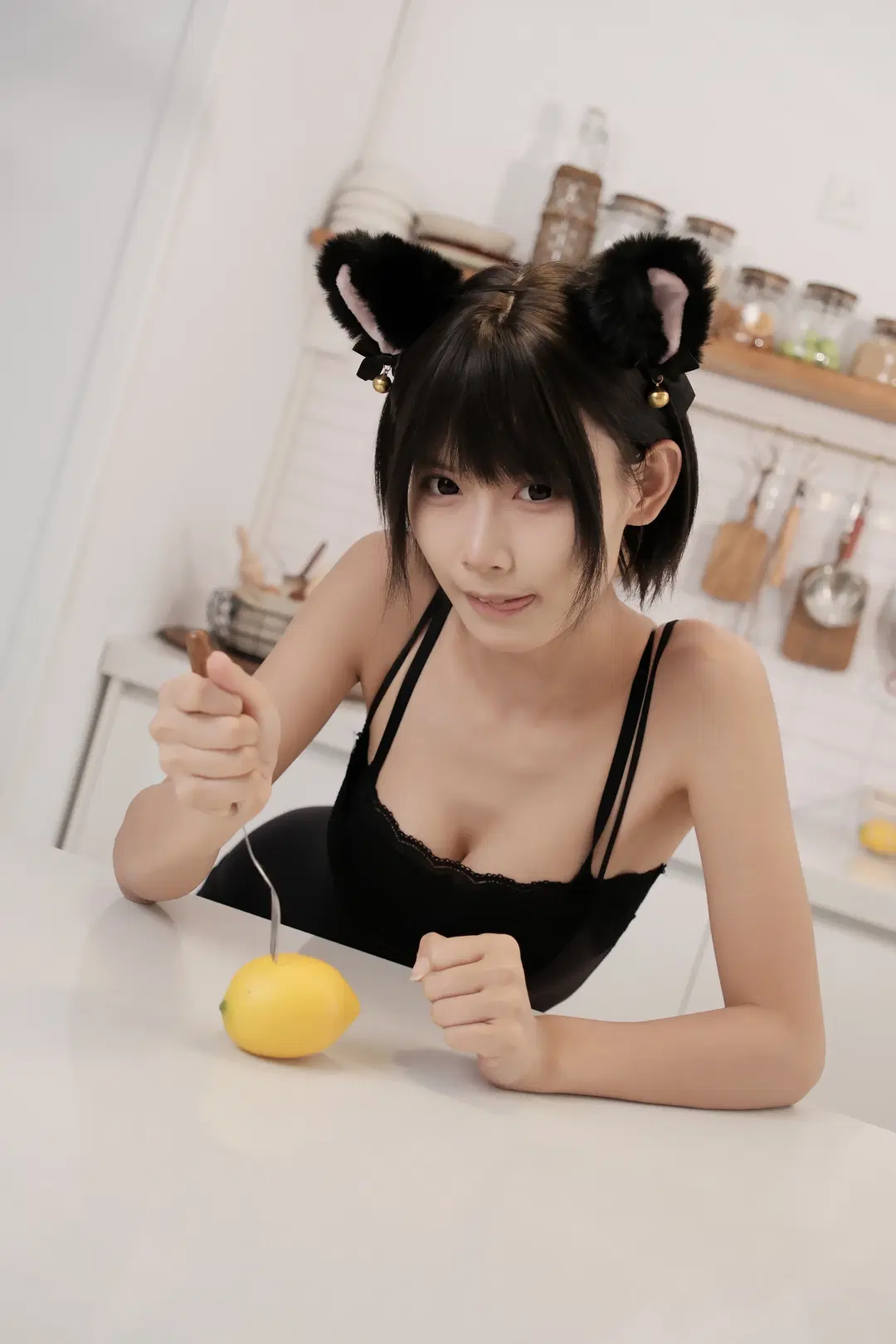 【猫娘コスプレ】民宿の自然光撮影による黒スト写真＆ピュア＆セクシーポートレートの共有 - 手可摘星辰 - 6枚目