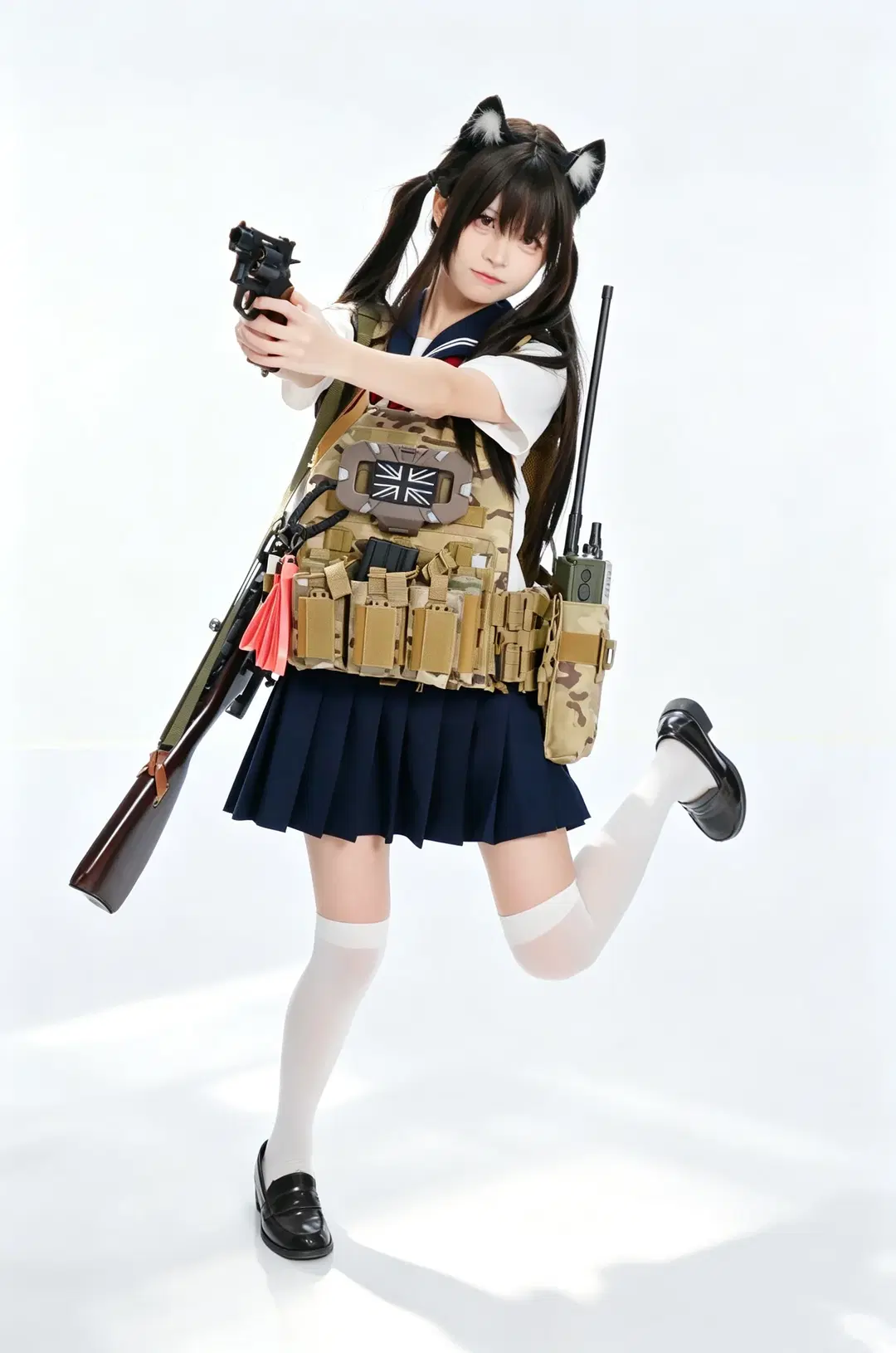 白棚反差感武裝JK，貓耳少女的硬核戰術穿搭日常 - 手可摘星辰 - 第4張