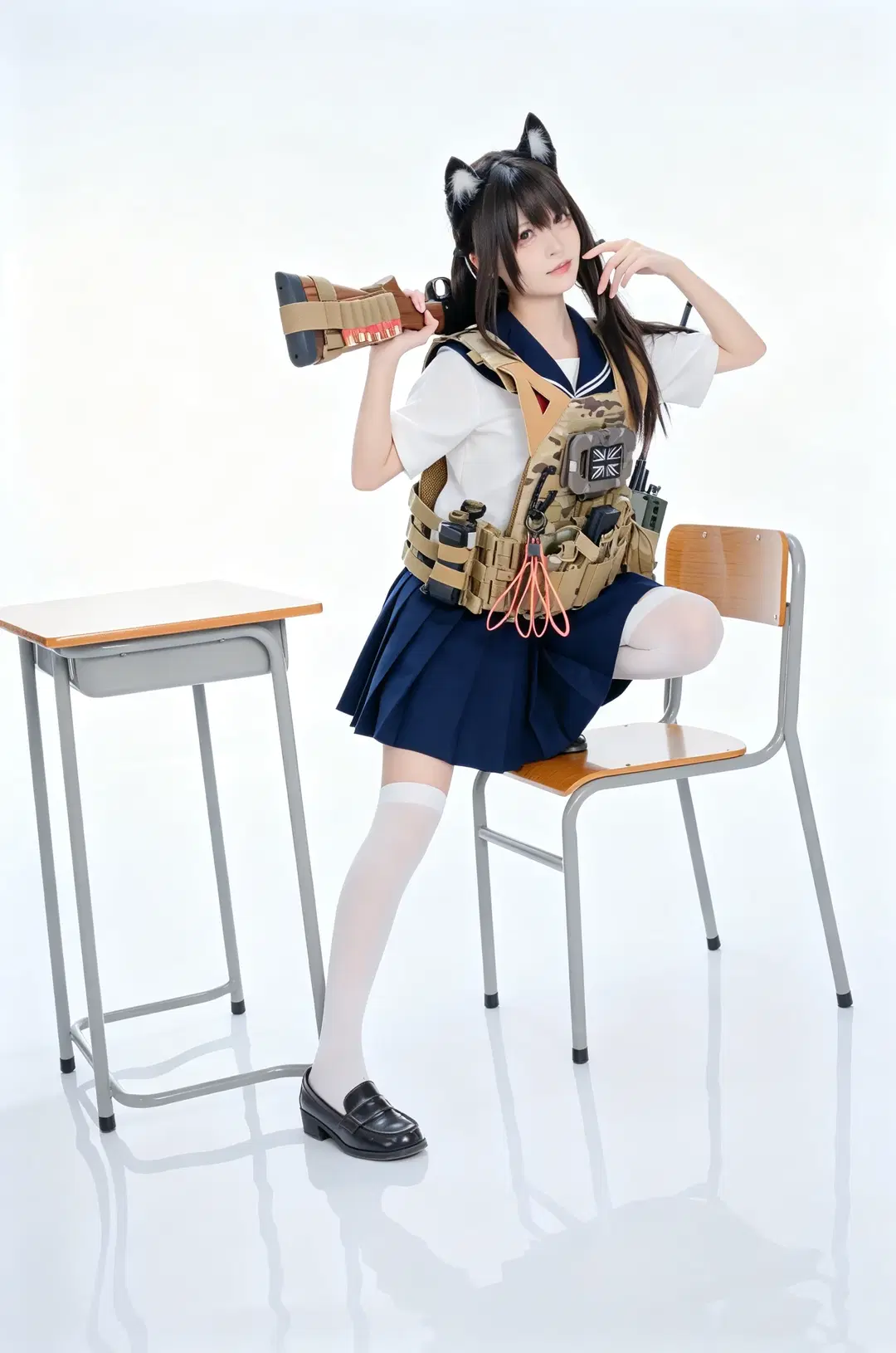 白棚反差感武裝JK，貓耳少女的硬核戰術穿搭日常 - 手可摘星辰 - 第8張